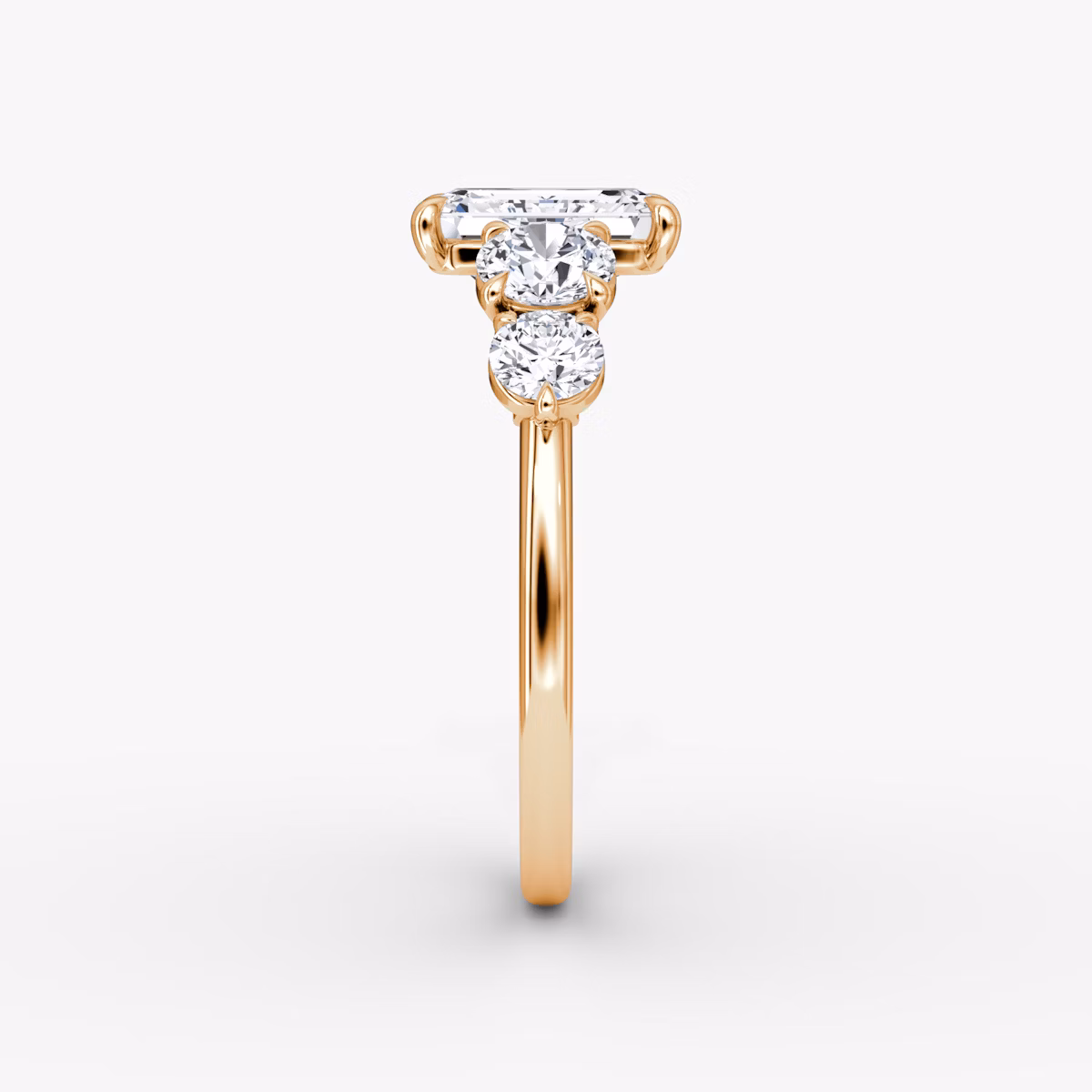 The Signature Five Stone | Emerald | 14k | Rose Gold | bandAccent: Plain | diamondOrientation: vertical | caratWeight: other