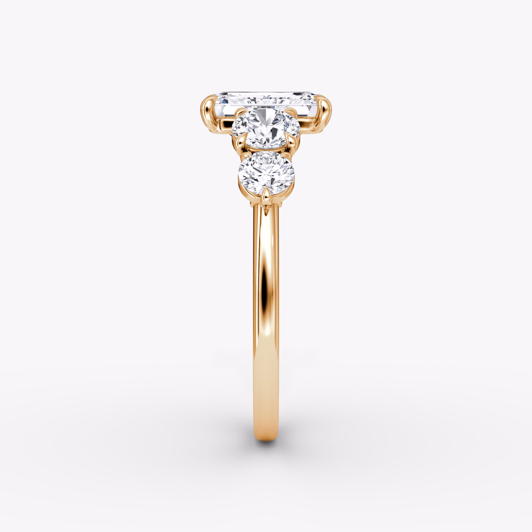 The Signature Five Stone | Emerald | 14k | Rose Gold | bandAccent: Plain | diamondOrientation: vertical | caratWeight: other