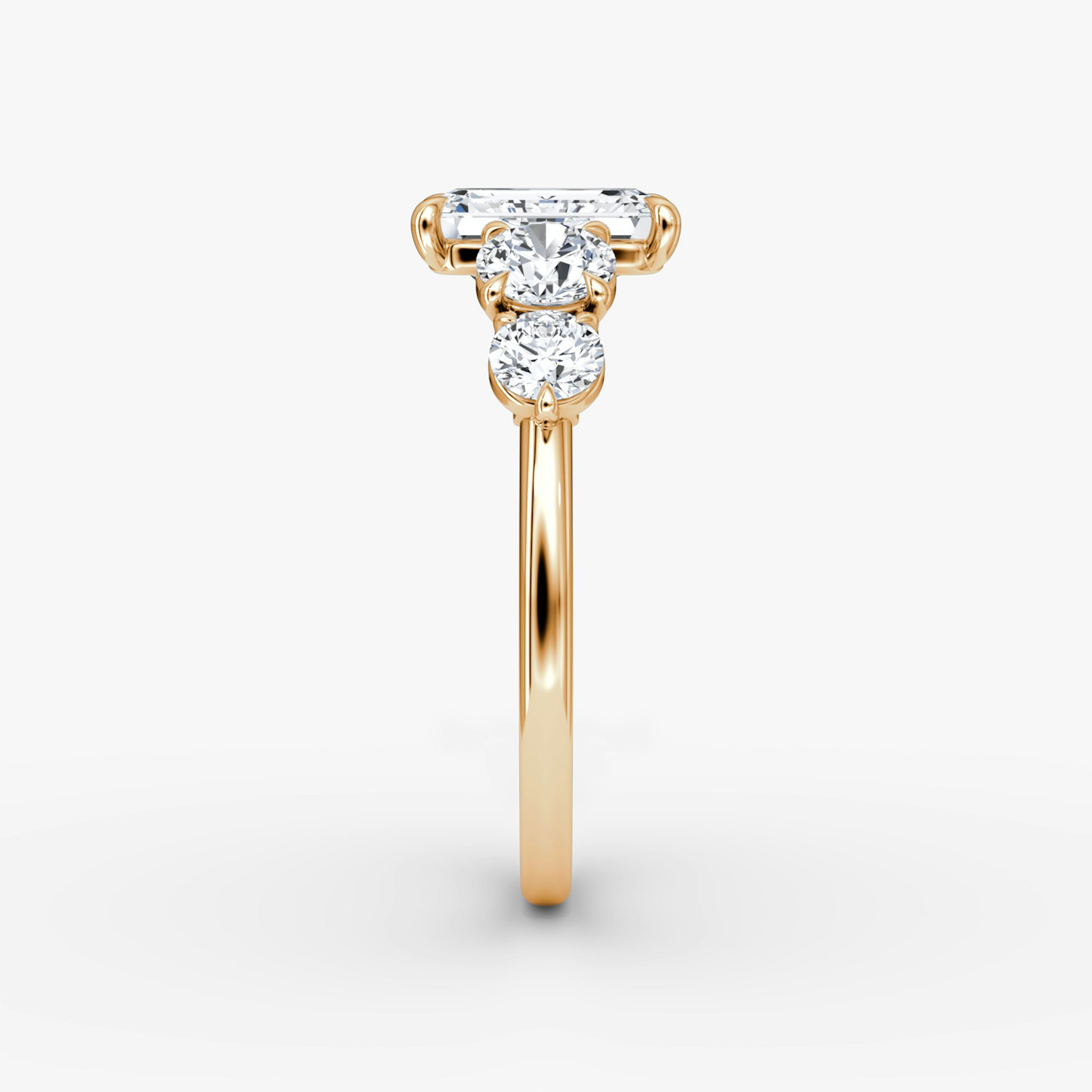 The Signature Five Stone | Emerald | 14k | Rose Gold | bandAccent: Plain | diamondOrientation: vertical | caratWeight: other