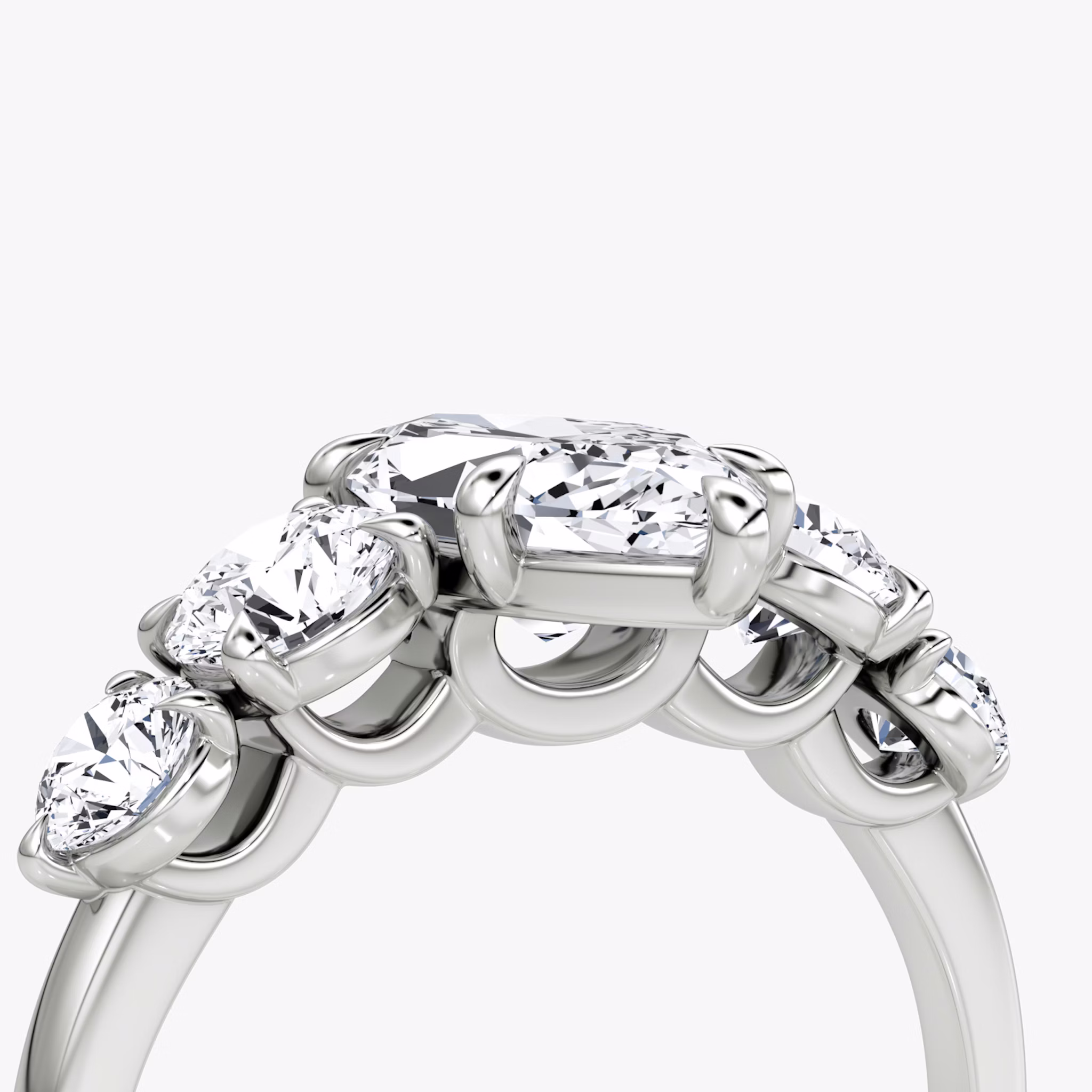The Signature Five Stone | Marquise | 18k | White Gold | bandAccent: Plain | diamondOrientation: vertical | caratWeight: other
