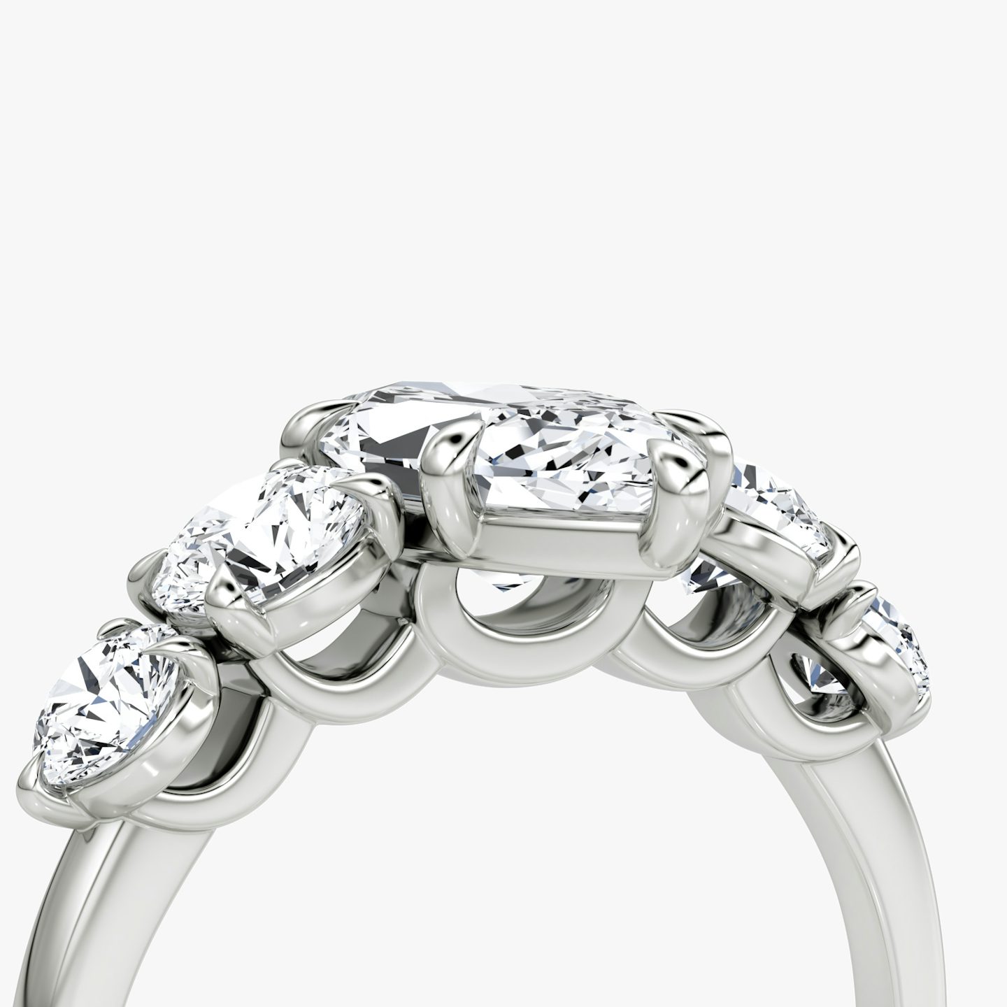 The Signature Five Stone | Marquise | 18k | White Gold | bandAccent: Plain | diamondOrientation: vertical | caratWeight: other