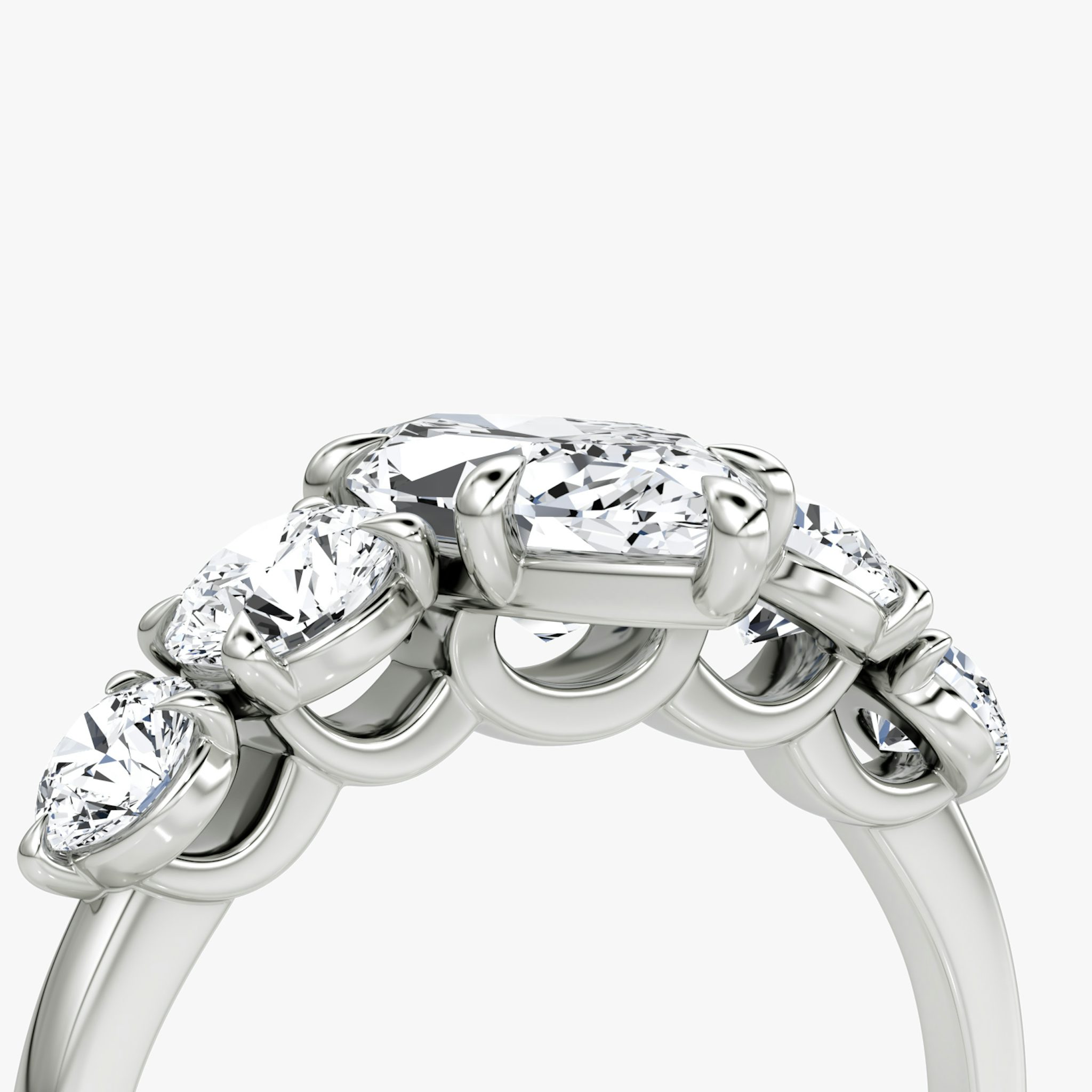 The Signature Five Stone | Marquise | 18k | White Gold | bandAccent: Plain | diamondOrientation: vertical | caratWeight: other
