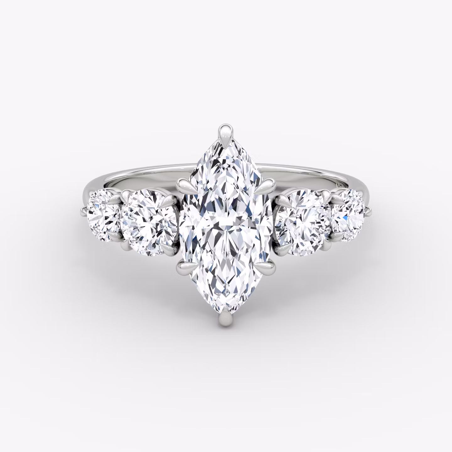 The Signature Five Stone | Marquise | 18k | White Gold | bandAccent: Plain | diamondOrientation: vertical | caratWeight: other