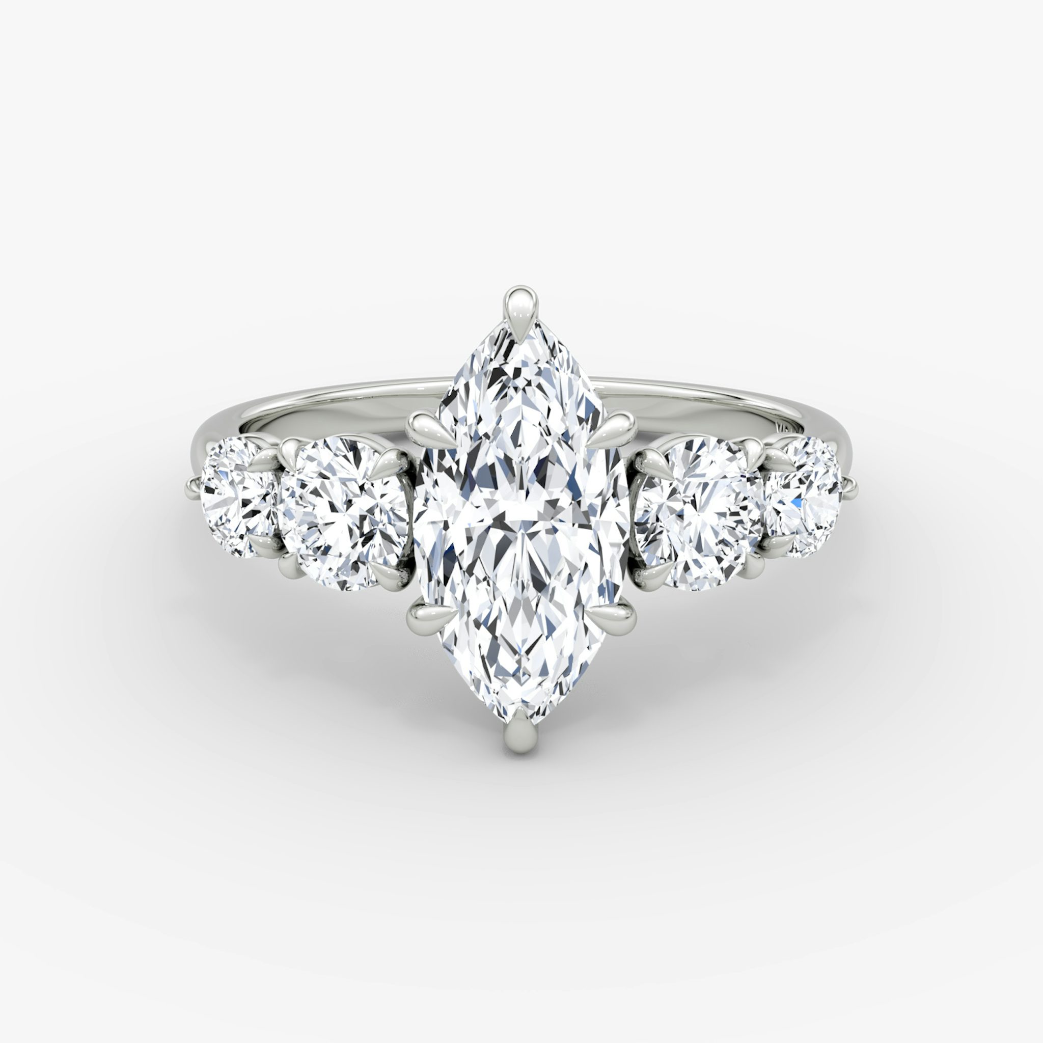 The Signature Five Stone | Marquise | 18k | White Gold | bandAccent: Plain | diamondOrientation: vertical | caratWeight: other