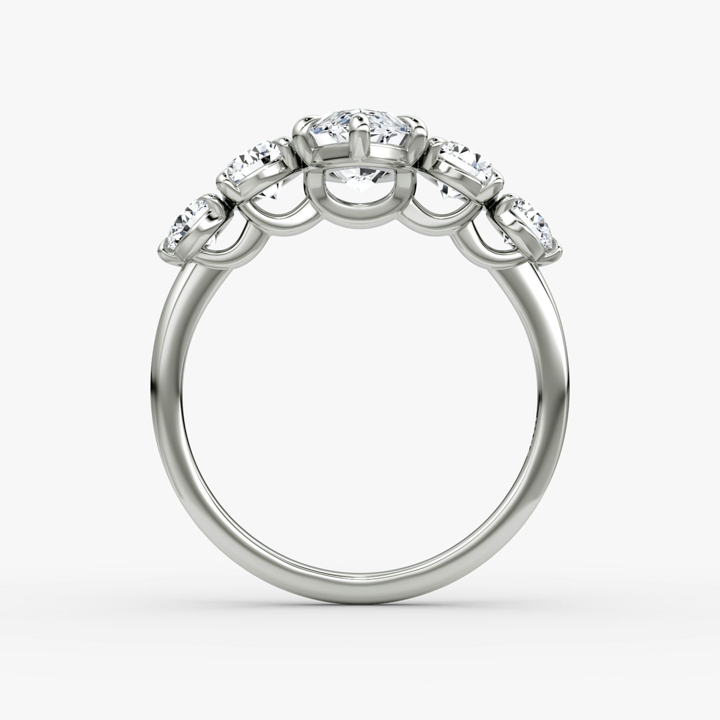 The Signature Five Stone | Marquise | 18k | White Gold | bandAccent: Plain | diamondOrientation: vertical | caratWeight: other