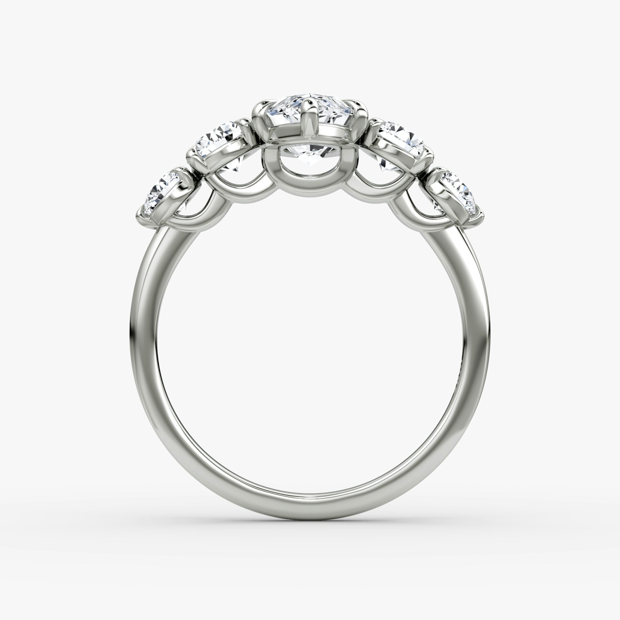 The Signature Five Stone | Marquise | 18k | White Gold | bandAccent: Plain | diamondOrientation: vertical | caratWeight: other