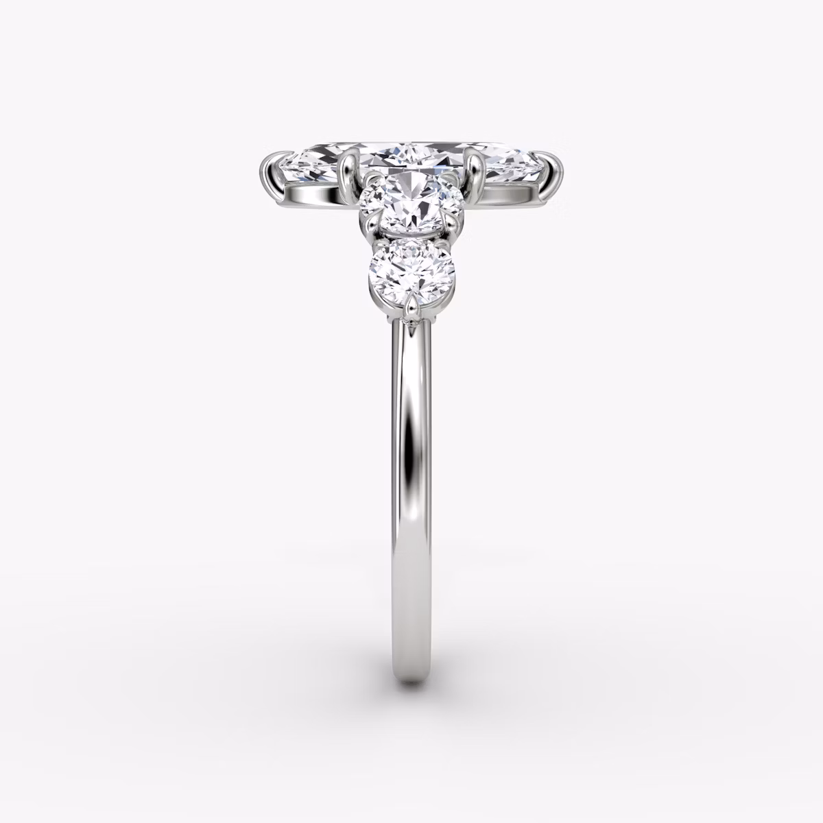 The Signature Five Stone | Marquise | 18k | White Gold | bandAccent: Plain | diamondOrientation: vertical | caratWeight: other