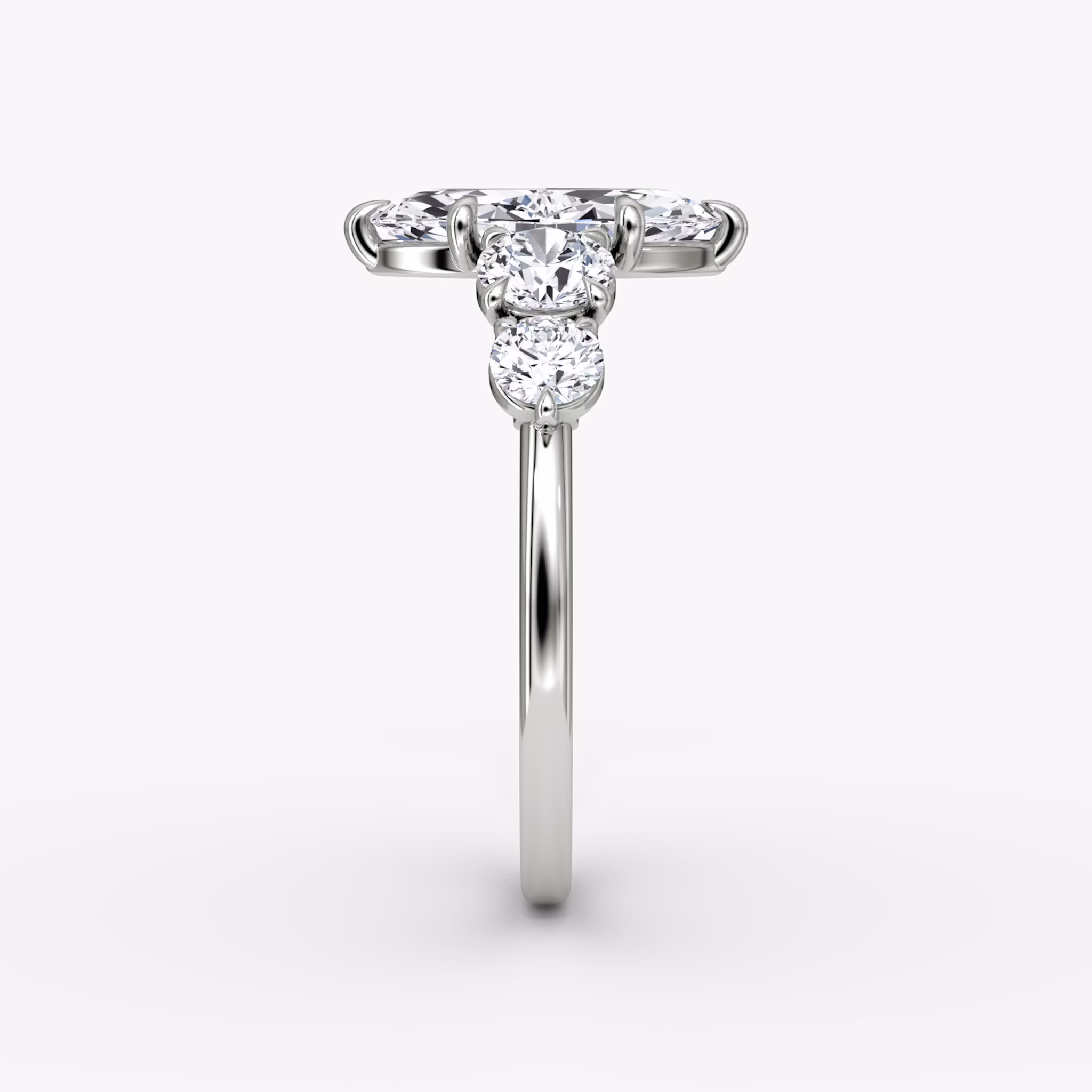 The Signature Five Stone | Marquise | 18k | White Gold | bandAccent: Plain | diamondOrientation: vertical | caratWeight: other
