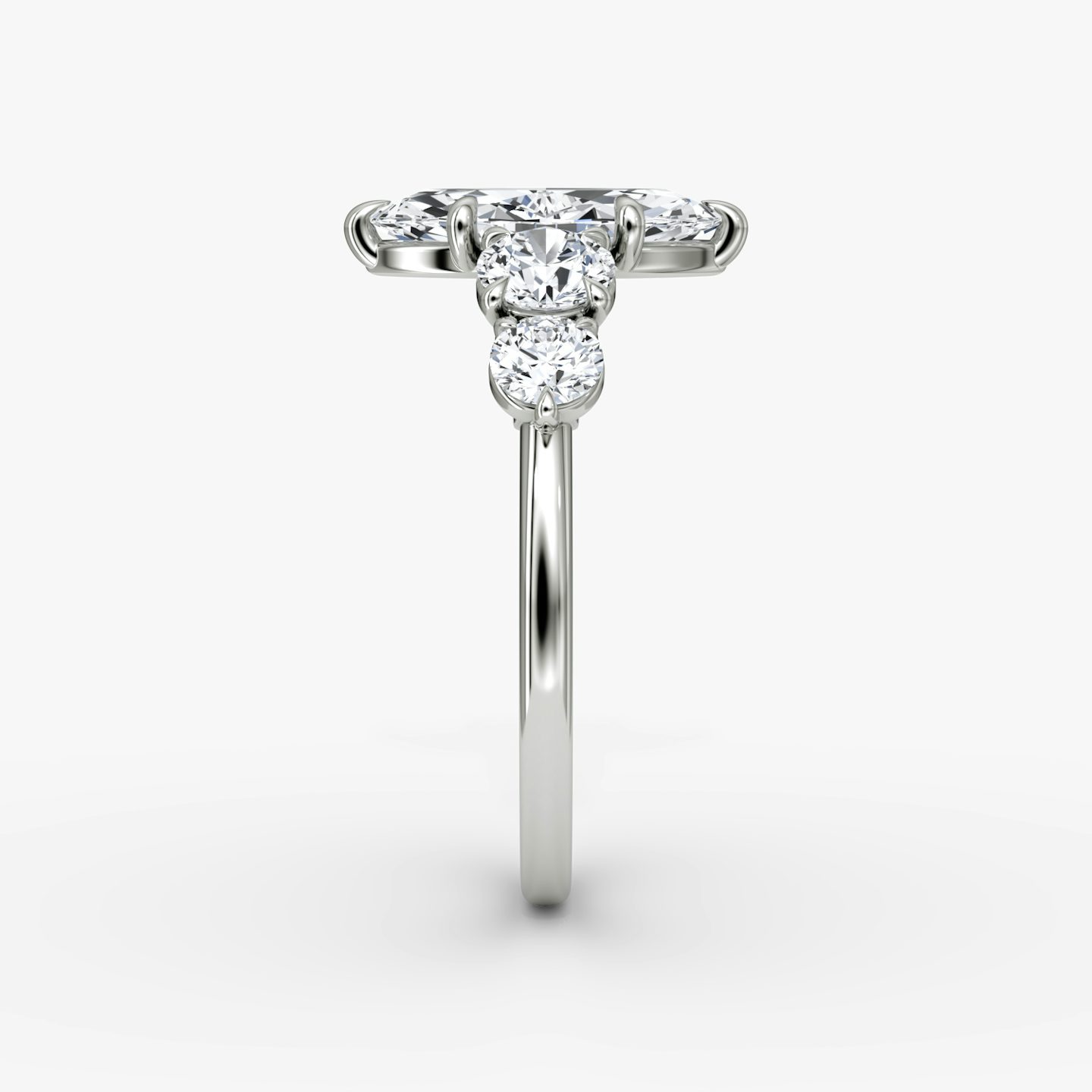 The Signature Five Stone | Marquise | 18k | White Gold | bandAccent: Plain | diamondOrientation: vertical | caratWeight: other