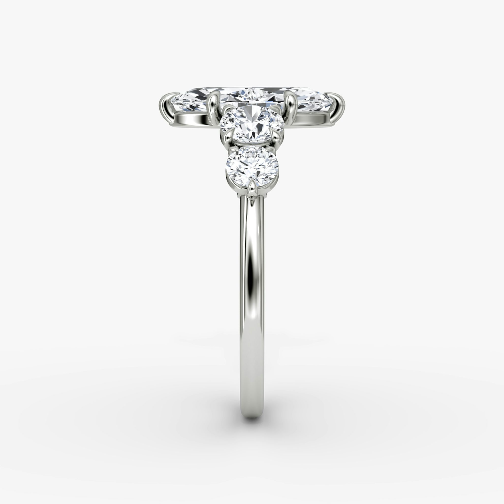 The Signature Five Stone | Marquise | 18k | White Gold | bandAccent: Plain | diamondOrientation: vertical | caratWeight: other