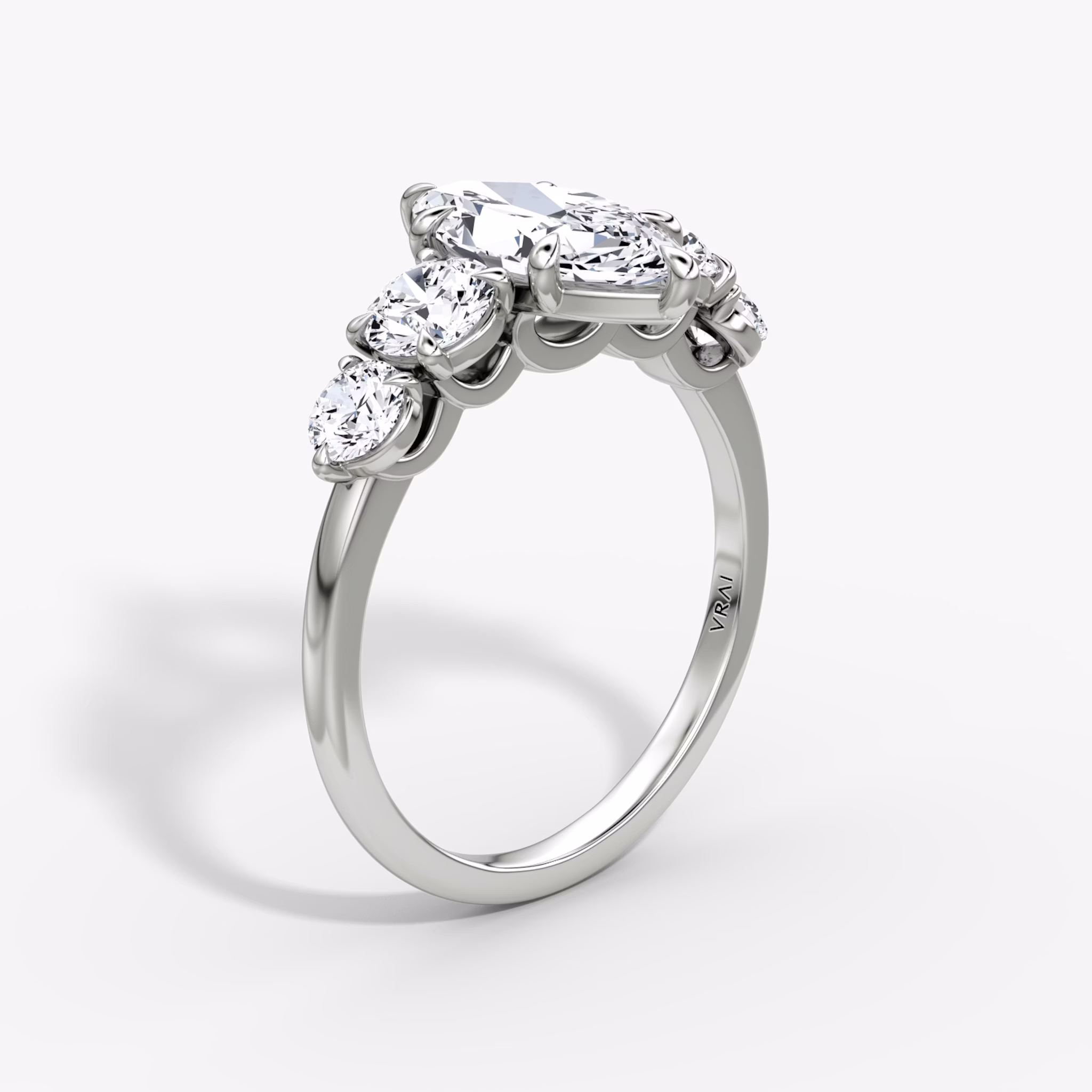 The Signature Five Stone | Marquise | 18k | White Gold | bandAccent: Plain | diamondOrientation: vertical | caratWeight: other