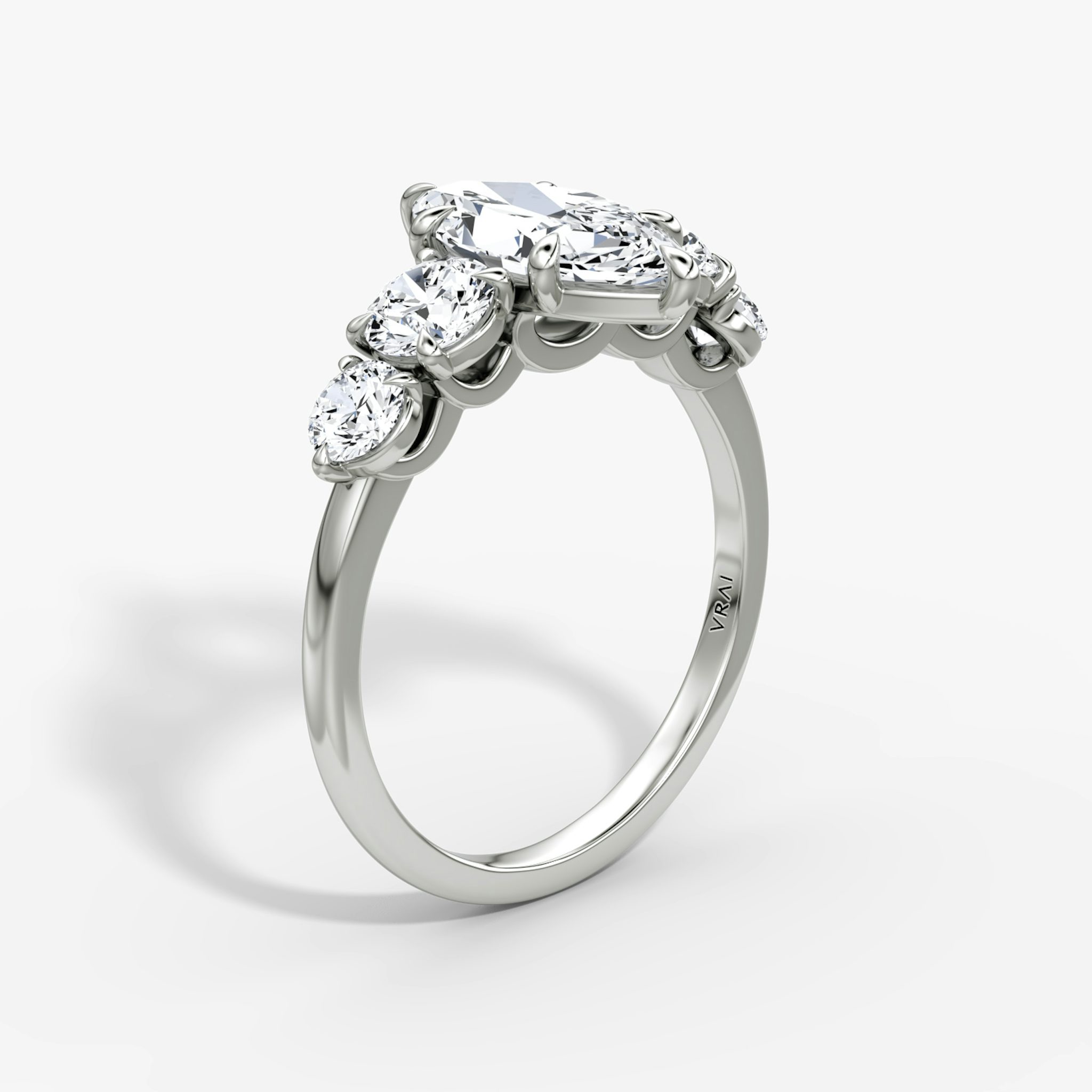 The Signature Five Stone | Marquise | 18k | White Gold | bandAccent: Plain | diamondOrientation: vertical | caratWeight: other
