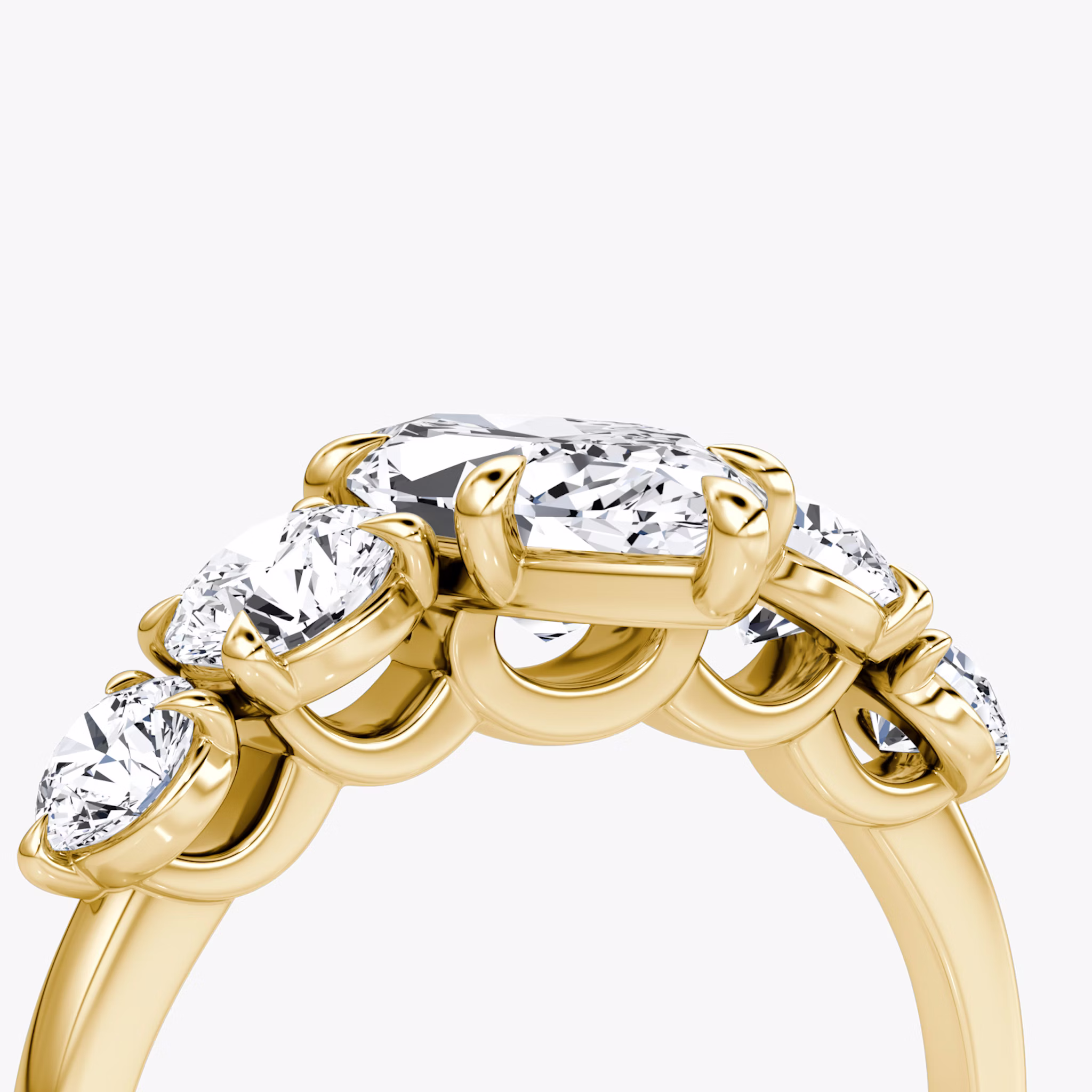 The Signature Five Stone | Marquise | 18k | Yellow Gold | bandAccent: Plain | diamondOrientation: vertical | caratWeight: other