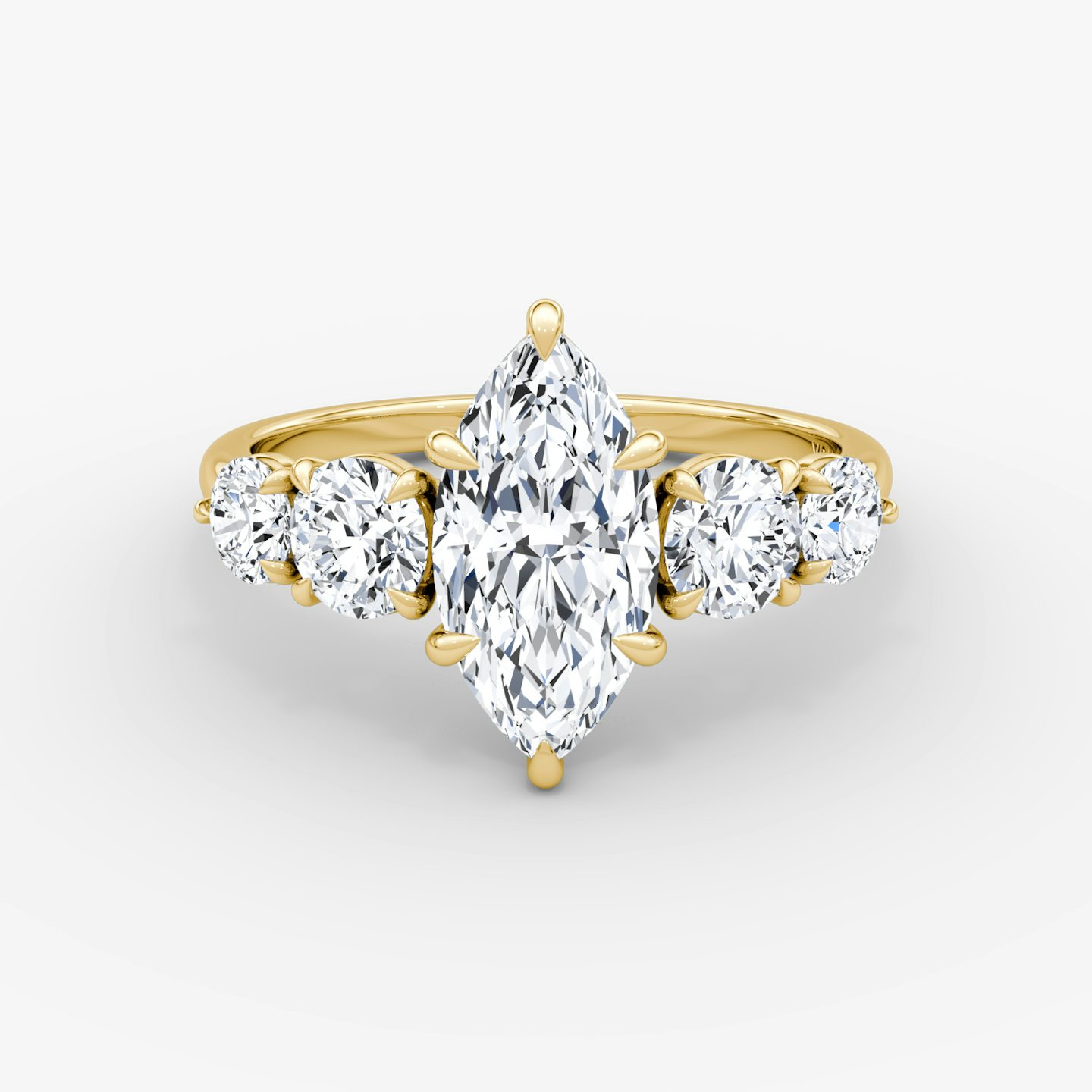 The Signature Five Stone | Marquise | 18k | Yellow Gold | bandAccent: Plain | diamondOrientation: vertical | caratWeight: other