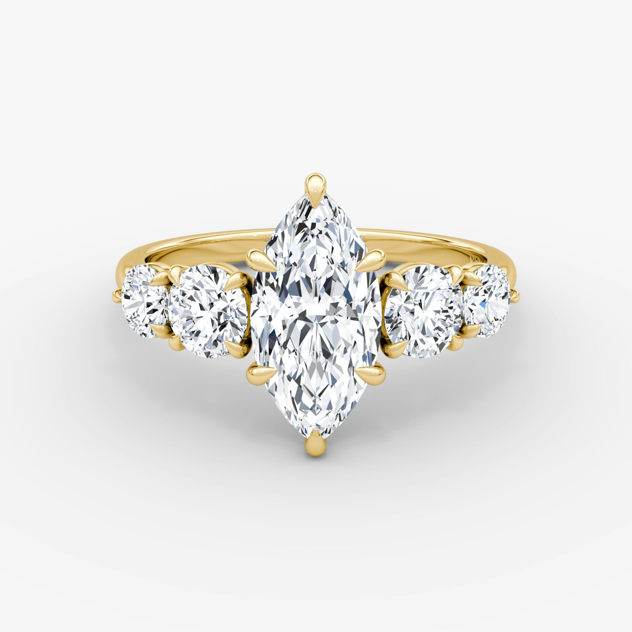 The Signature Five Stone | Marquise | 18k | Yellow Gold | bandAccent: Plain | diamondOrientation: vertical | caratWeight: other