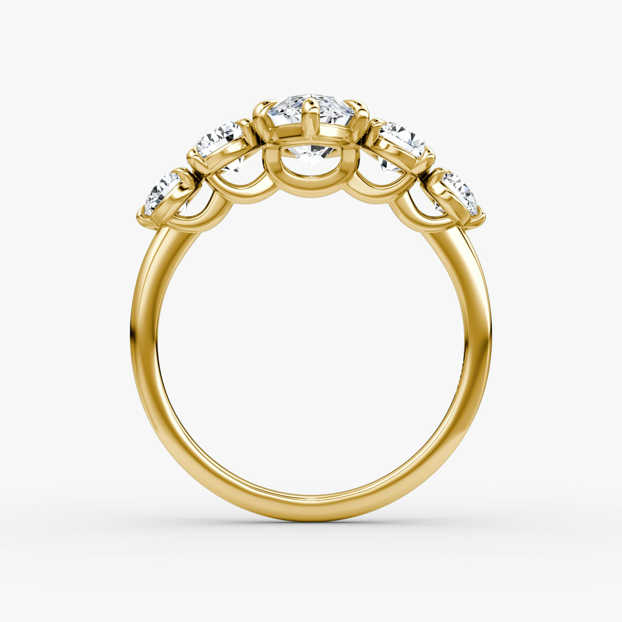 The Signature Five Stone | Marquise | 18k | Yellow Gold | bandAccent: Plain | diamondOrientation: vertical | caratWeight: other