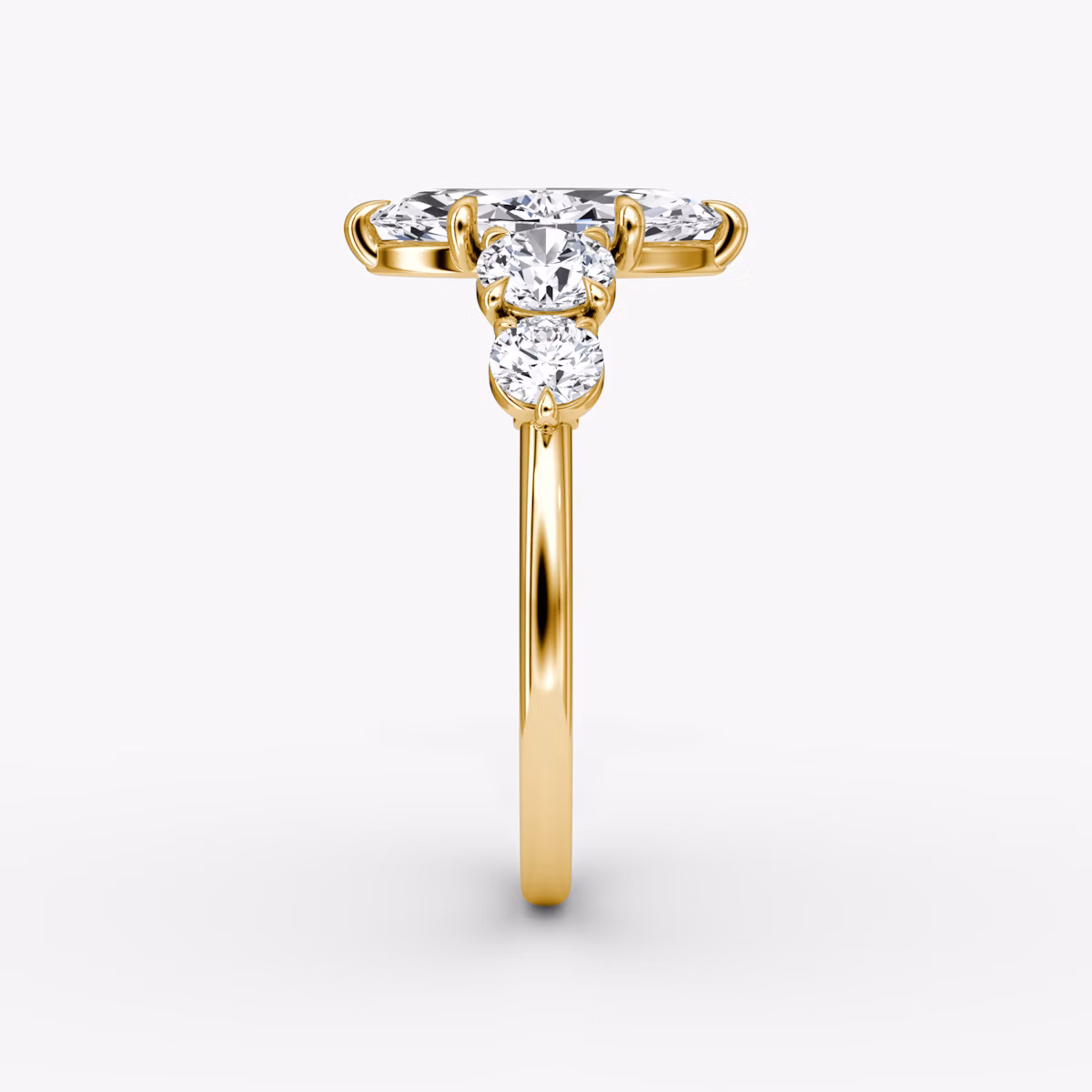 The Signature Five Stone | Marquise | 18k | Yellow Gold | bandAccent: Plain | diamondOrientation: vertical | caratWeight: other