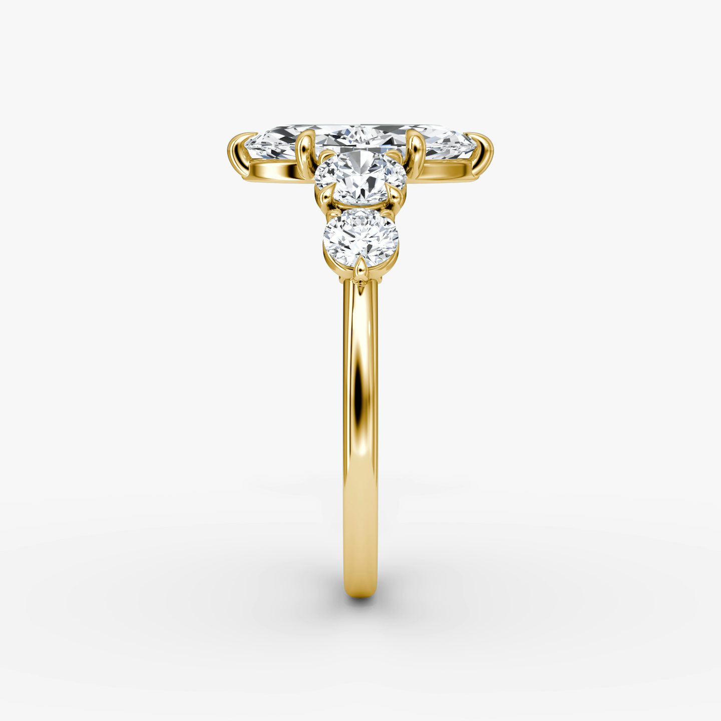 The Signature Five Stone | Marquise | 18k | Yellow Gold | bandAccent: Plain | diamondOrientation: vertical | caratWeight: other