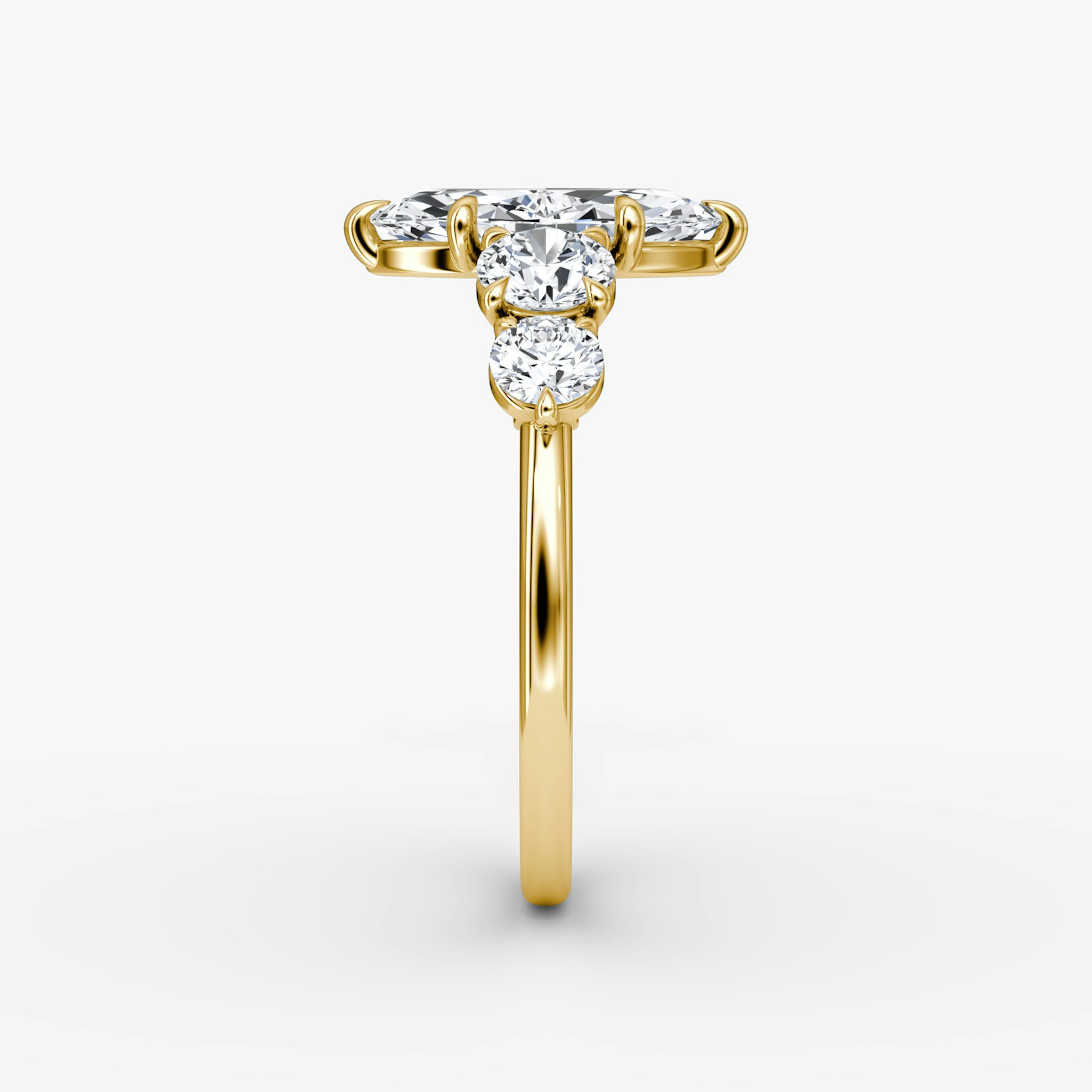 The Signature Five Stone | Marquise | 18k | Yellow Gold | bandAccent: Plain | diamondOrientation: vertical | caratWeight: other