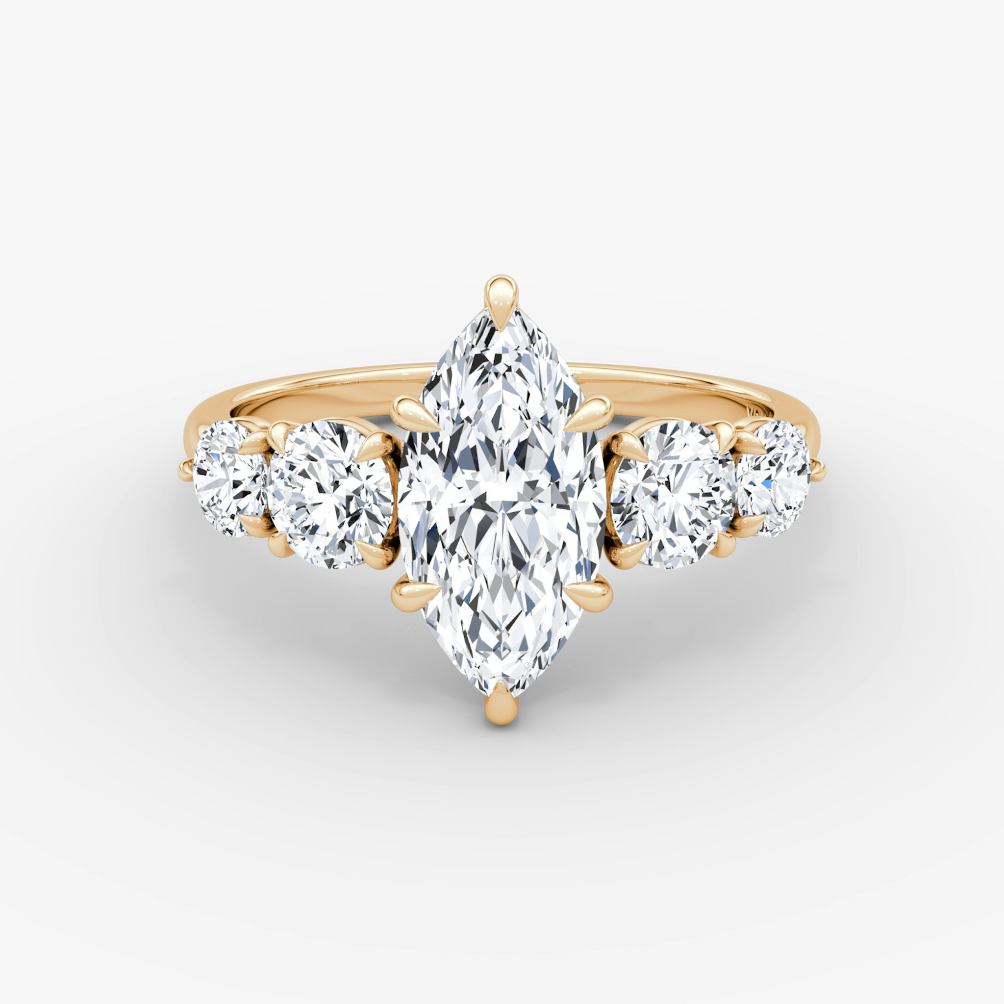 The Signature Five Stone | Marquise | 14k | Rose Gold | bandAccent: Plain | diamondOrientation: vertical | caratWeight: other
