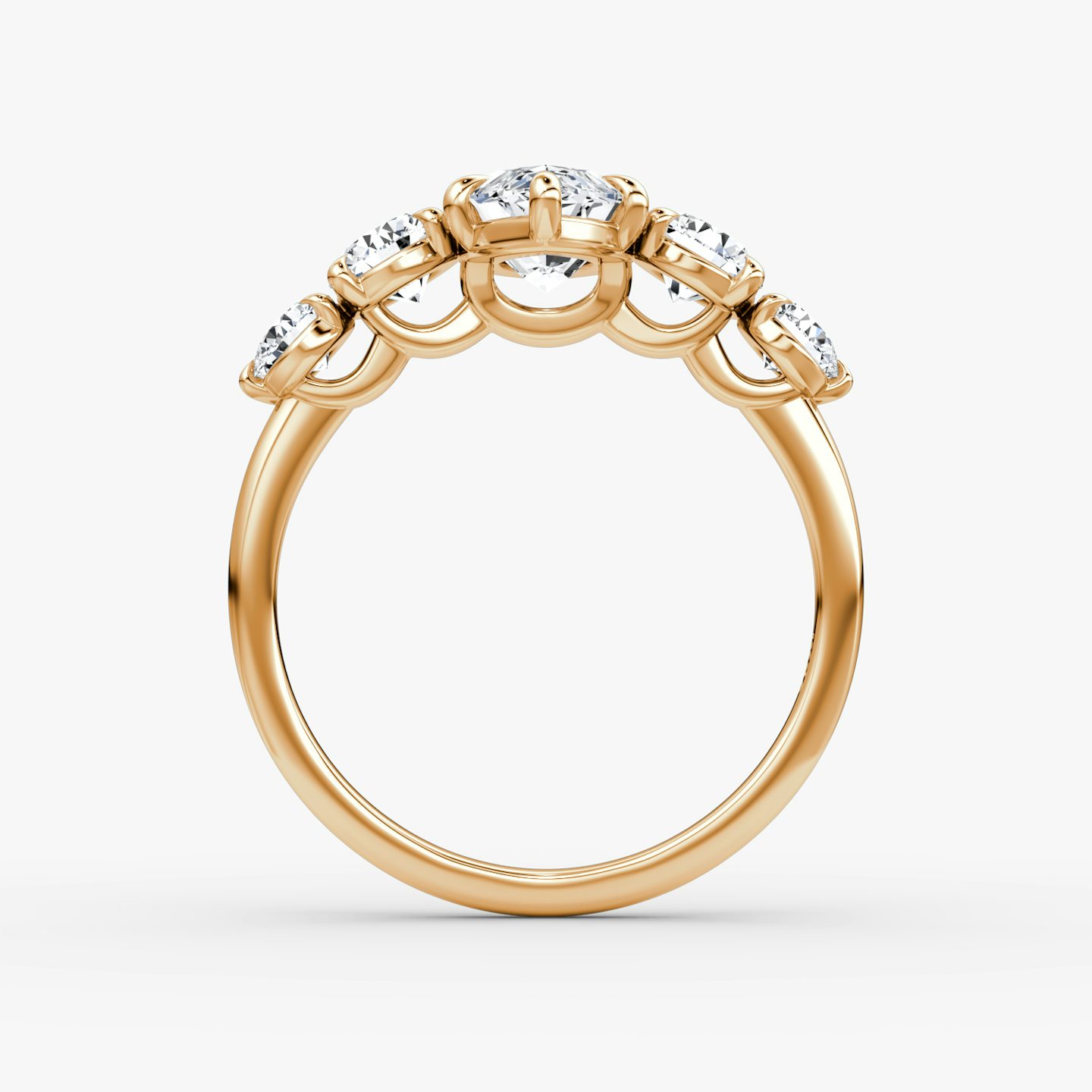 Signature Five Stone | Marquise | 14k | Roségold | bandAccent: Ohne Pavé-Besatz | diamondOrientation: vertical | caratWeight: other