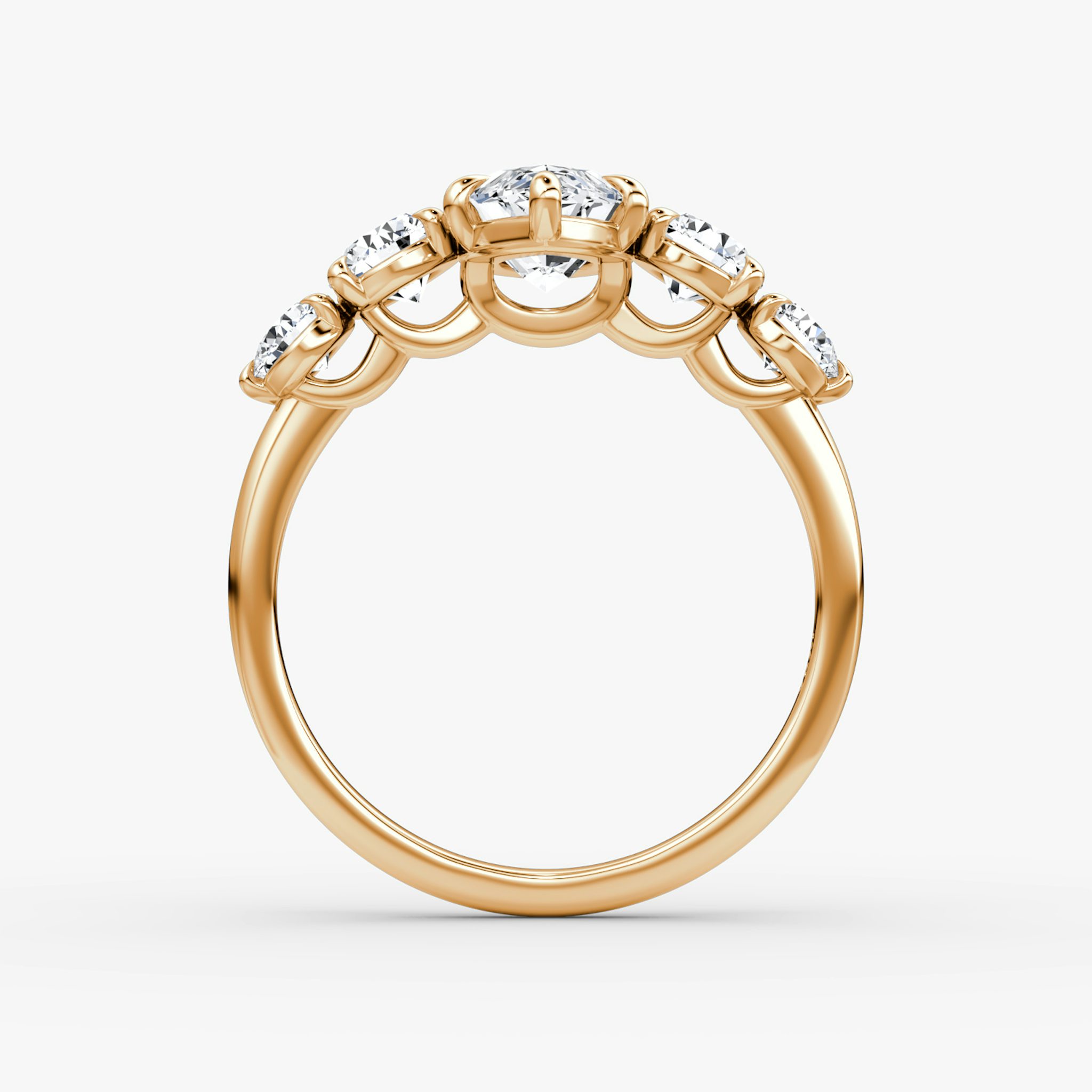 The Signature Five Stone | Marquise | 14k | Rose Gold | bandAccent: Plain | diamondOrientation: vertical | caratWeight: other