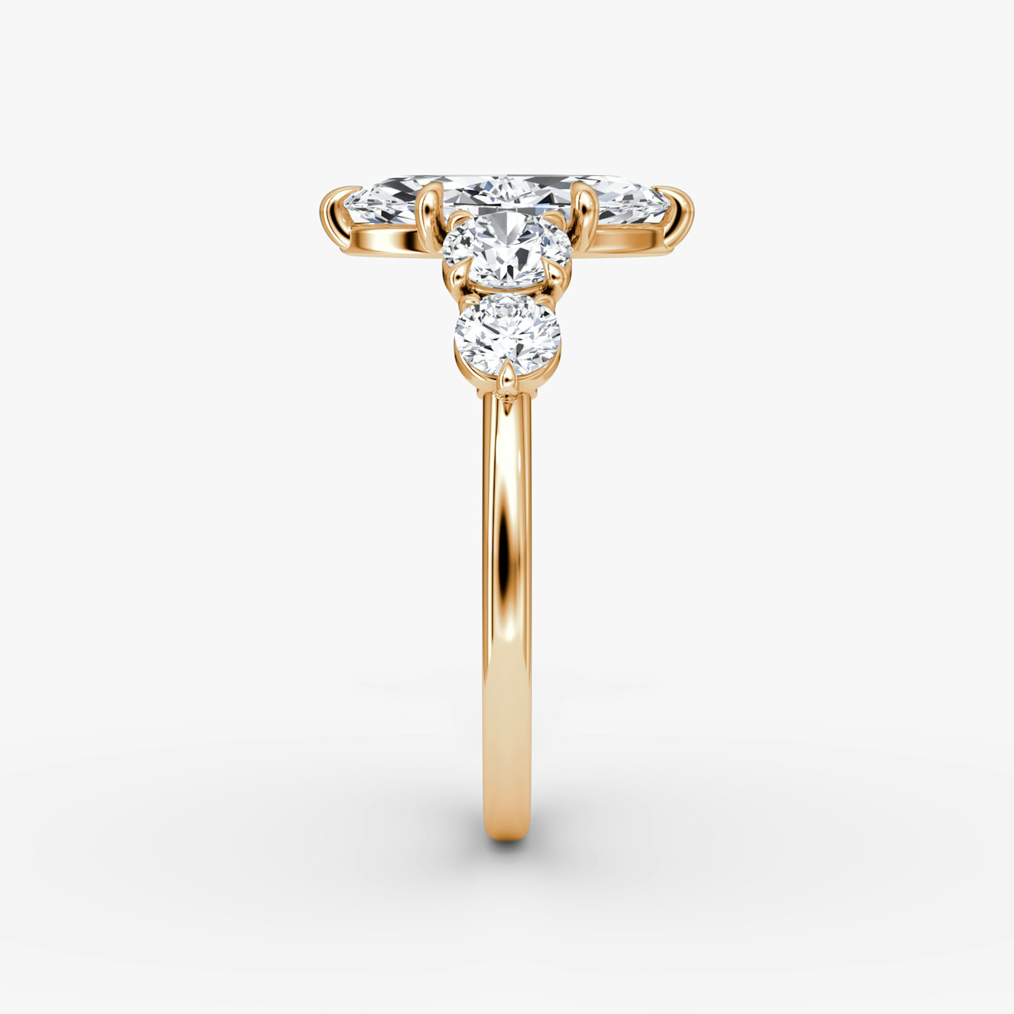 The Signature Five Stone | Marquise | 14k | Rose Gold | bandAccent: Plain | diamondOrientation: vertical | caratWeight: other