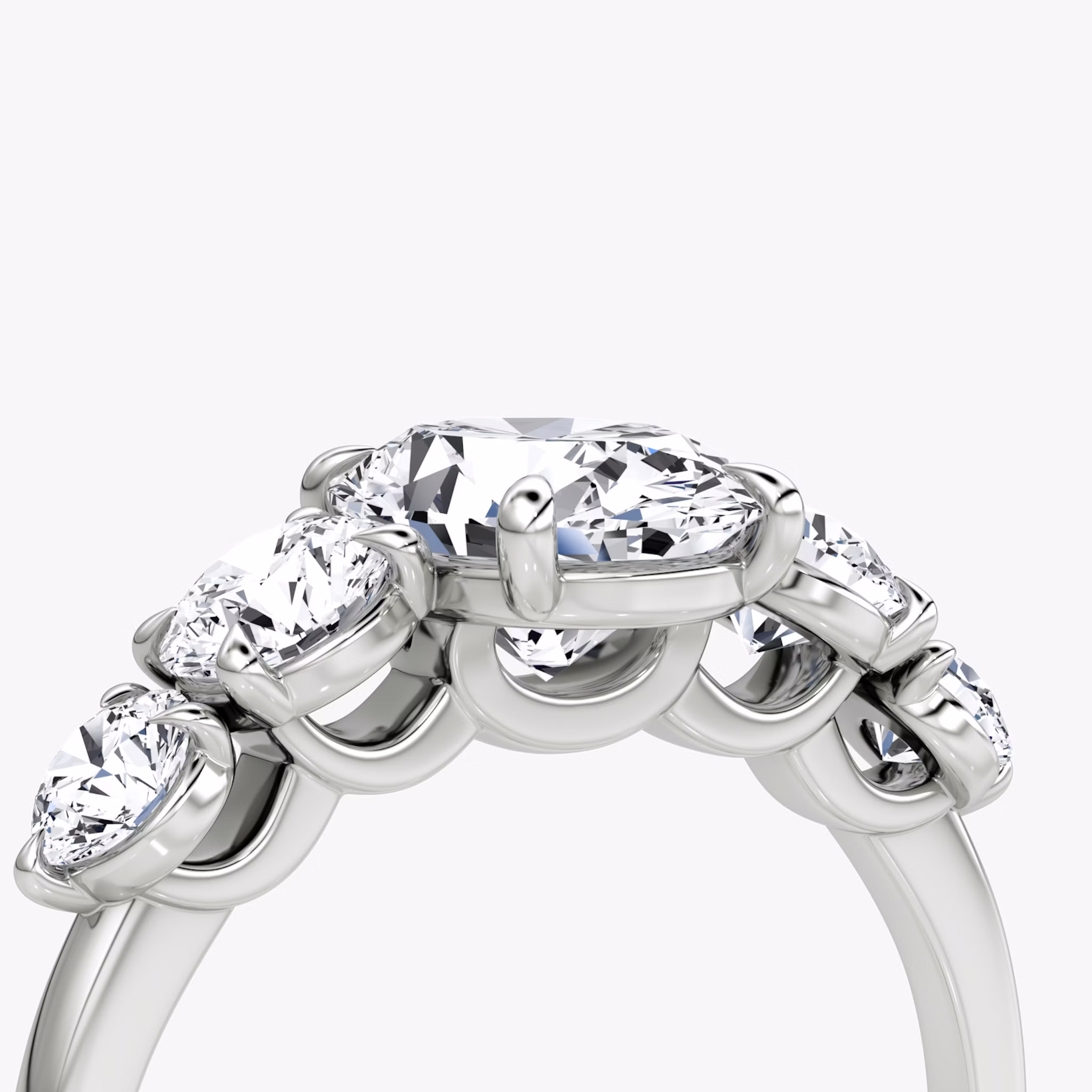The Signature Five Stone | Oval | 18k | White Gold | bandAccent: Plain | diamondOrientation: vertical | caratWeight: other