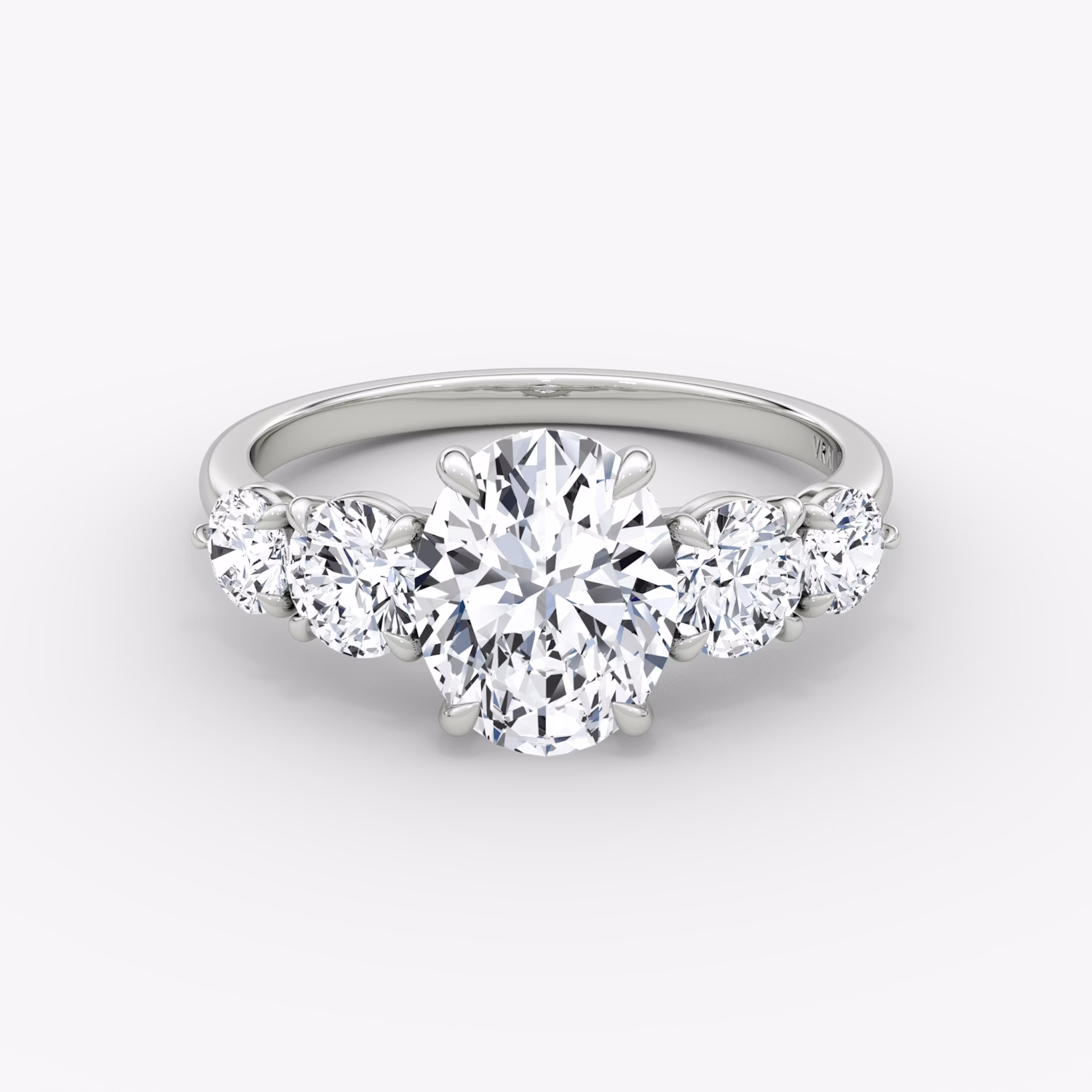 The Signature Five Stone | Oval | 18k | White Gold | bandAccent: Plain | diamondOrientation: vertical | caratWeight: other