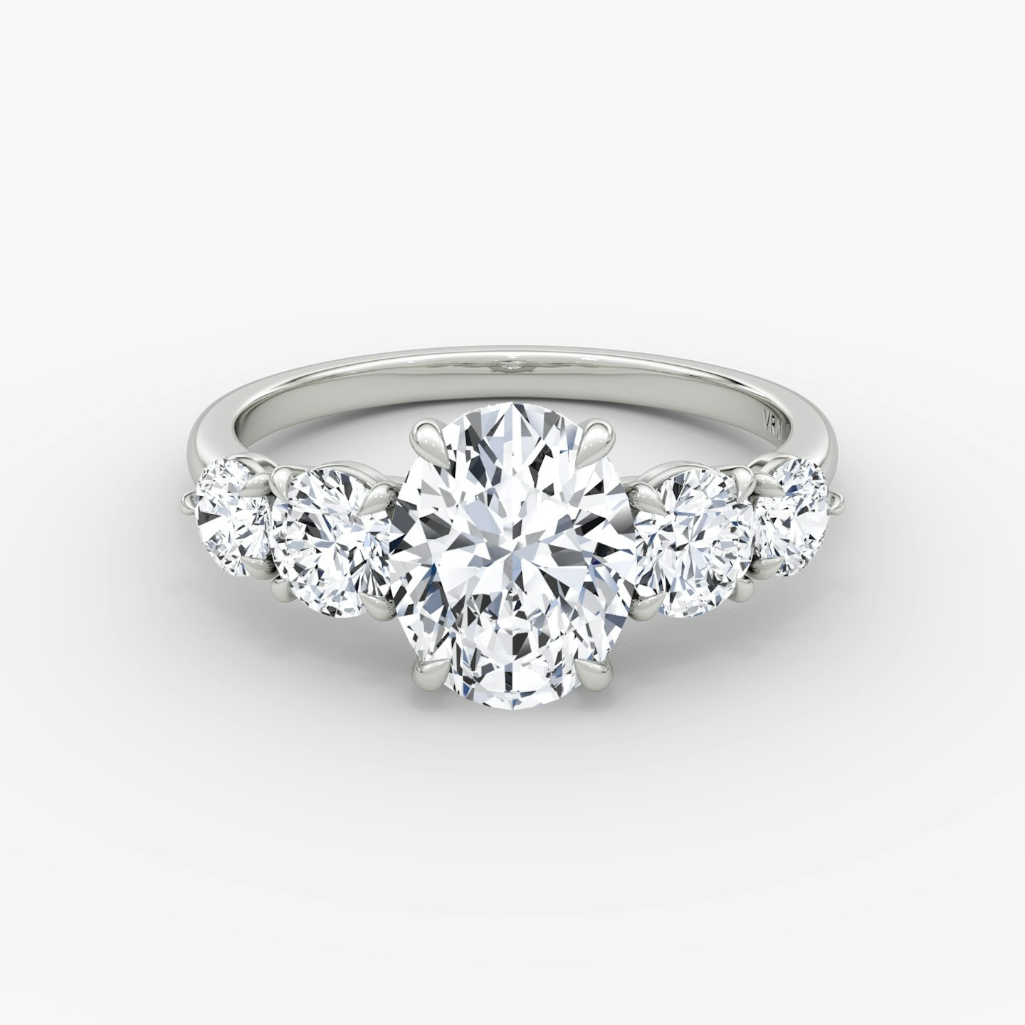 The Signature Five Stone | Oval | 18k | White Gold | bandAccent: Plain | diamondOrientation: vertical | caratWeight: other