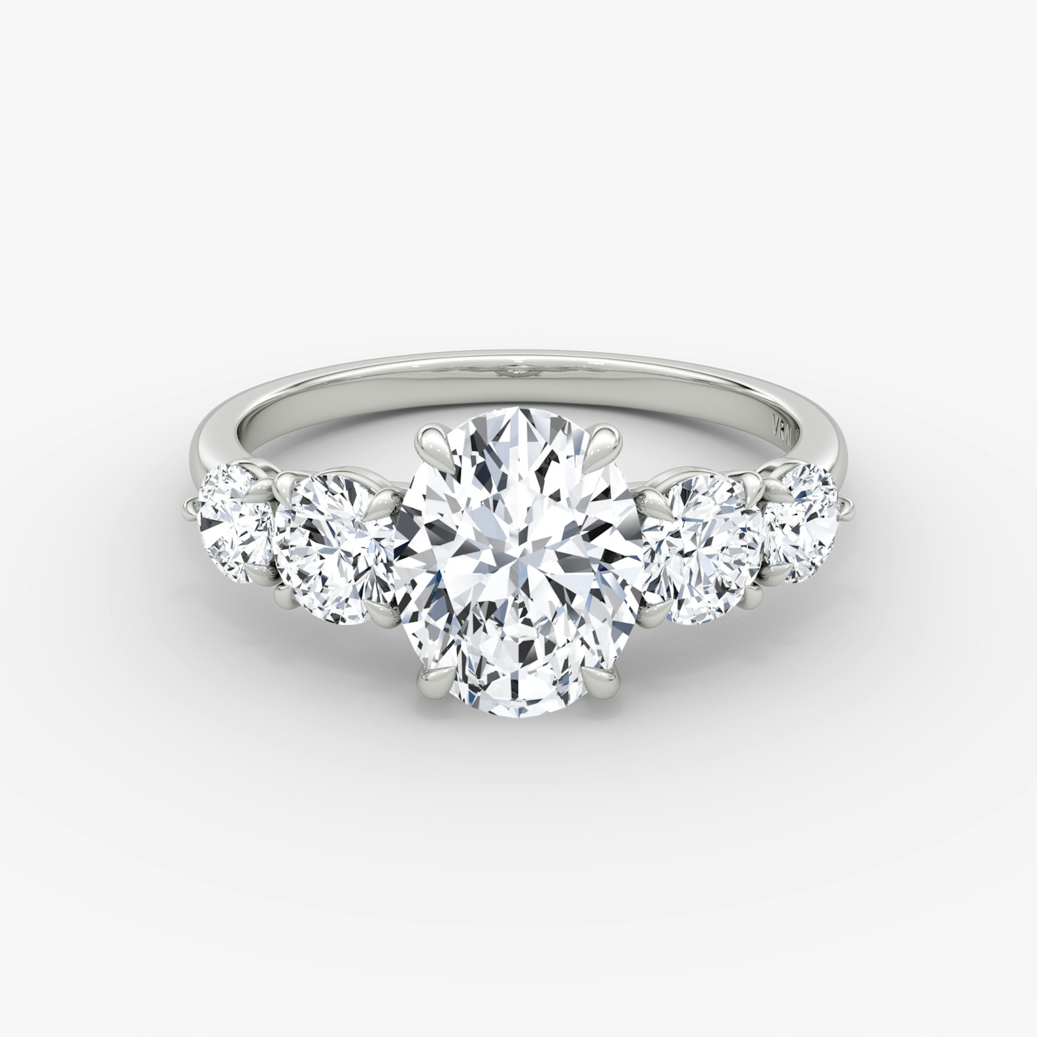 The Signature Five Stone | Oval | 18k | White Gold | bandAccent: Plain | diamondOrientation: vertical | caratWeight: other