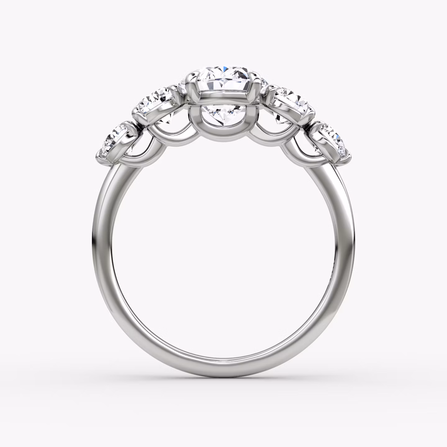 The Signature Five Stone | Oval | 18k | White Gold | bandAccent: Plain | diamondOrientation: vertical | caratWeight: other