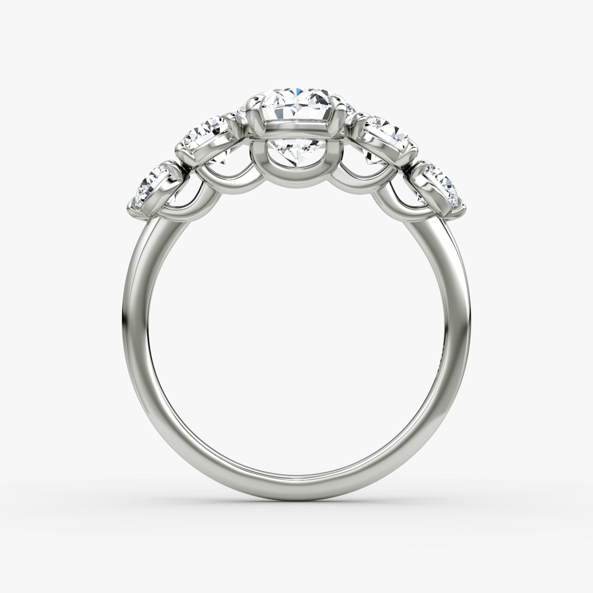 The Signature Five Stone | Oval | 18k | White Gold | bandAccent: Plain | diamondOrientation: vertical | caratWeight: other
