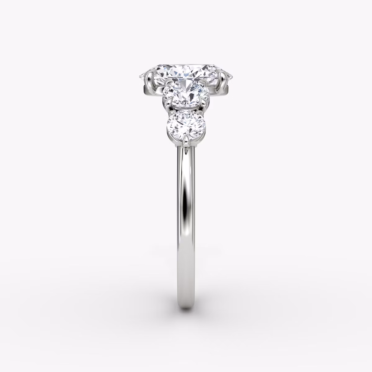 The Signature Five Stone | Oval | 18k | White Gold | bandAccent: Plain | diamondOrientation: vertical | caratWeight: other