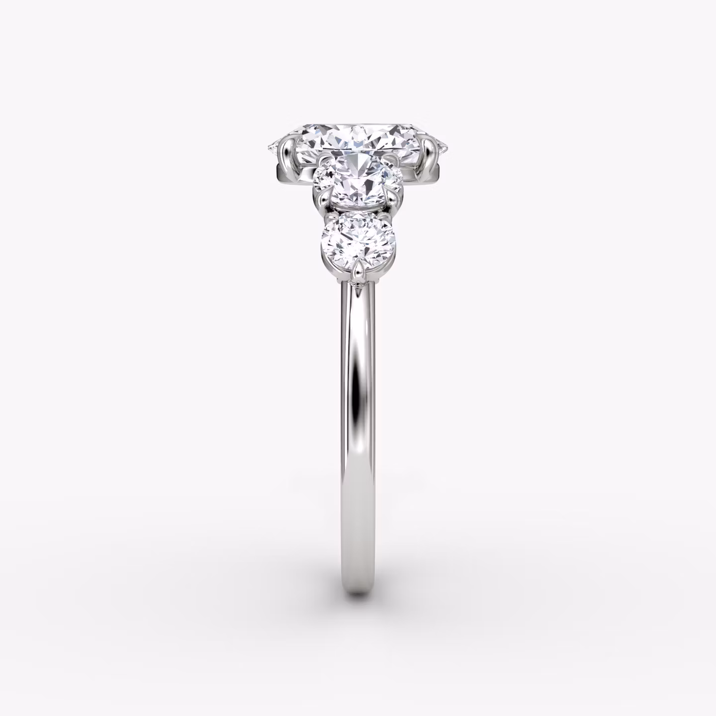 The Signature Five Stone | Oval | 18k | White Gold | bandAccent: Plain | diamondOrientation: vertical | caratWeight: other