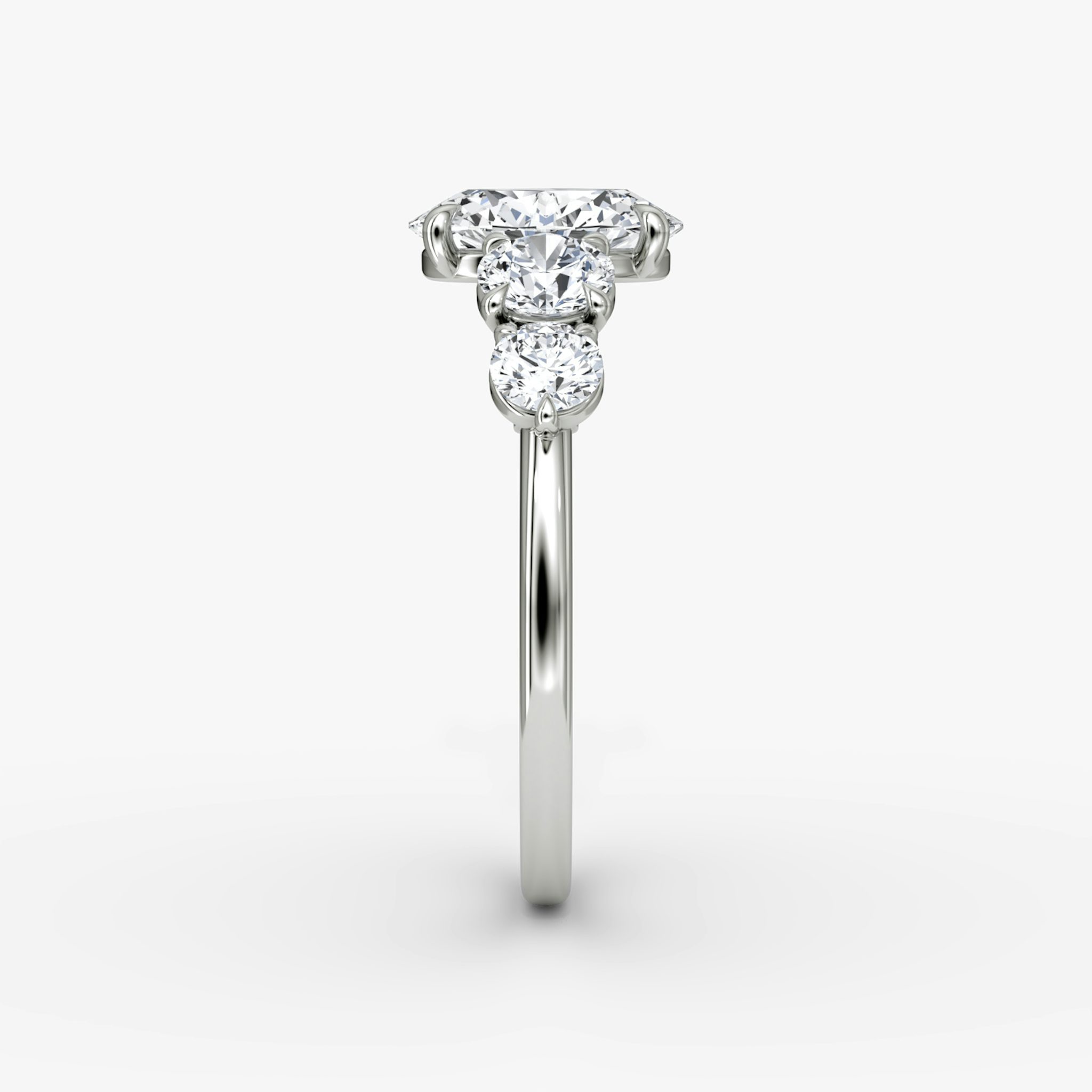 The Signature Five Stone | Oval | 18k | White Gold | bandAccent: Plain | diamondOrientation: vertical | caratWeight: other