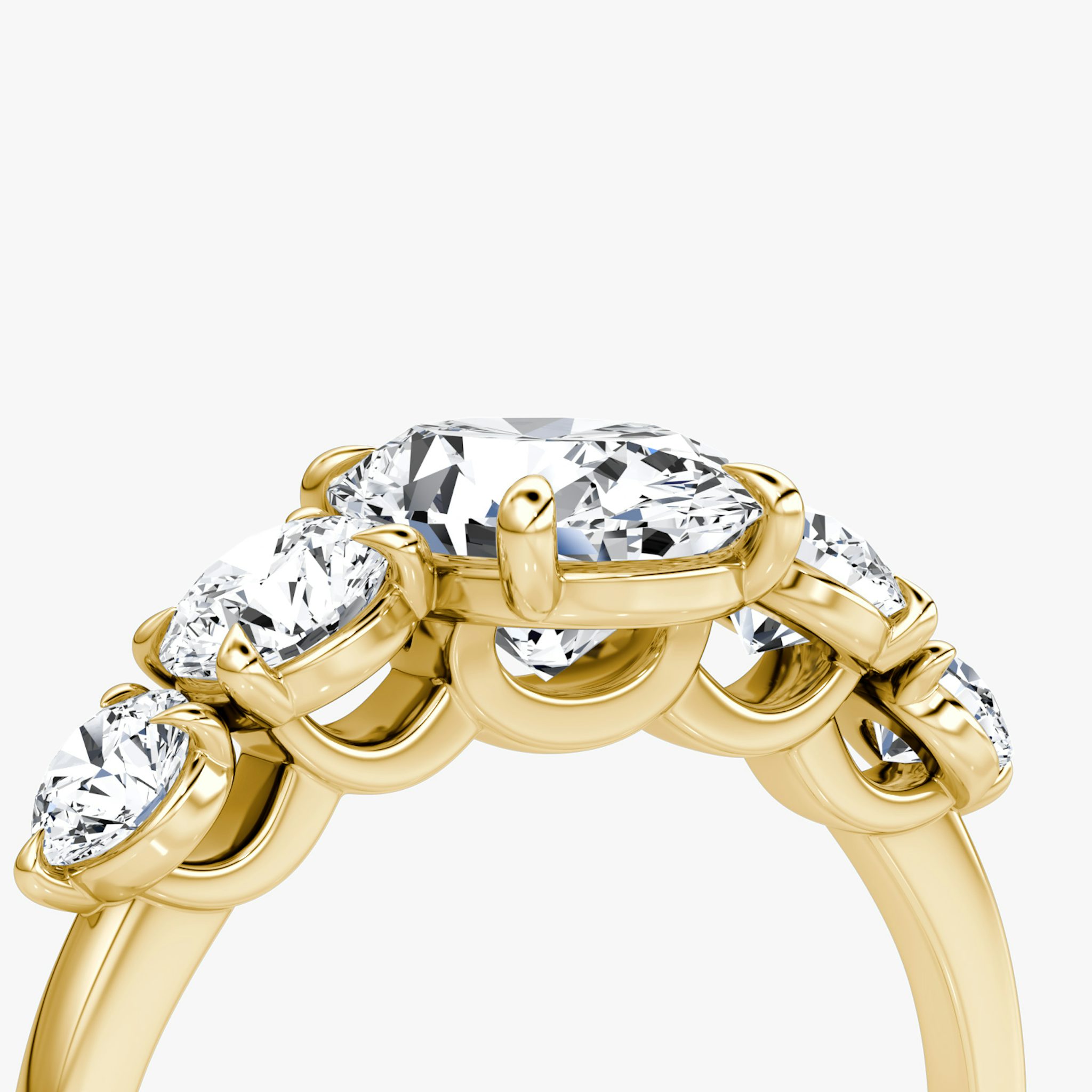 The Signature Five Stone | Oval | 18k | Yellow Gold | bandAccent: Plain | diamondOrientation: vertical | caratWeight: other