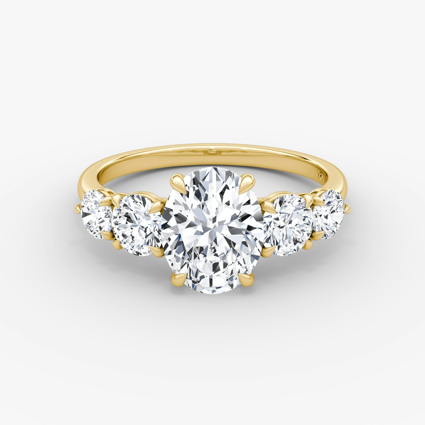 The Signature Five Stone | Oval | 18k | Yellow Gold | bandAccent: Plain | diamondOrientation: vertical | caratWeight: other