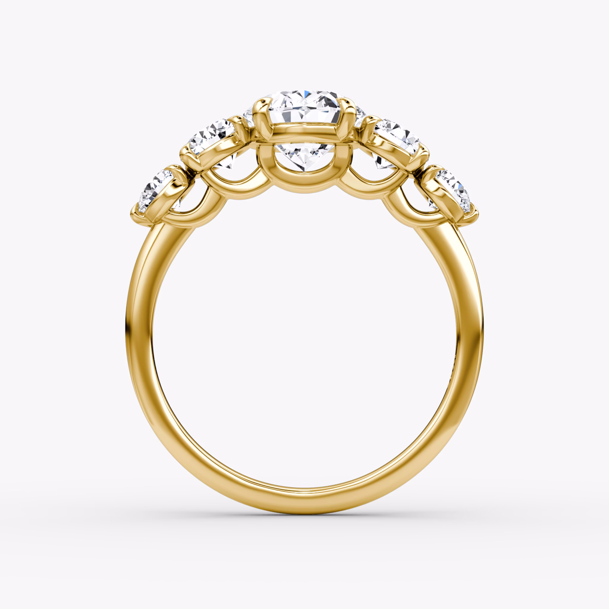 The Signature Five Stone | Oval | 18k | Yellow Gold | bandAccent: Plain | diamondOrientation: vertical | caratWeight: other