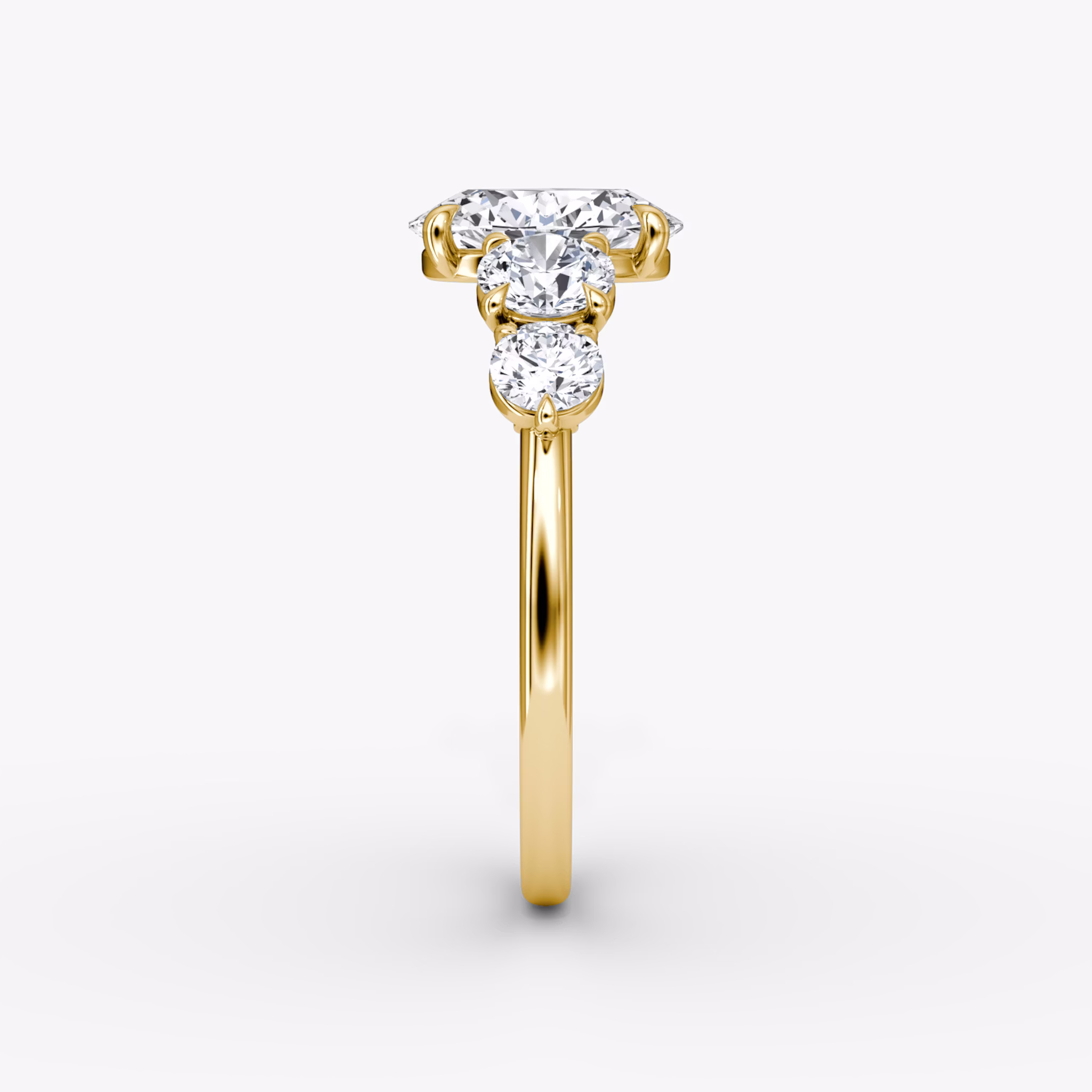 The Signature Five Stone | Oval | 18k | Yellow Gold | bandAccent: Plain | diamondOrientation: vertical | caratWeight: other