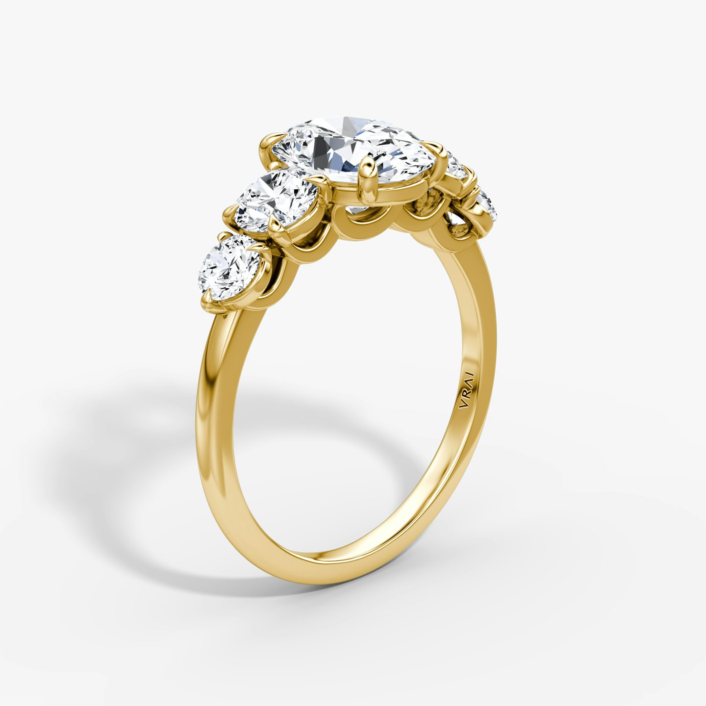 The Signature Five Stone | Oval | 18k | Yellow Gold | bandAccent: Plain | diamondOrientation: vertical | caratWeight: other