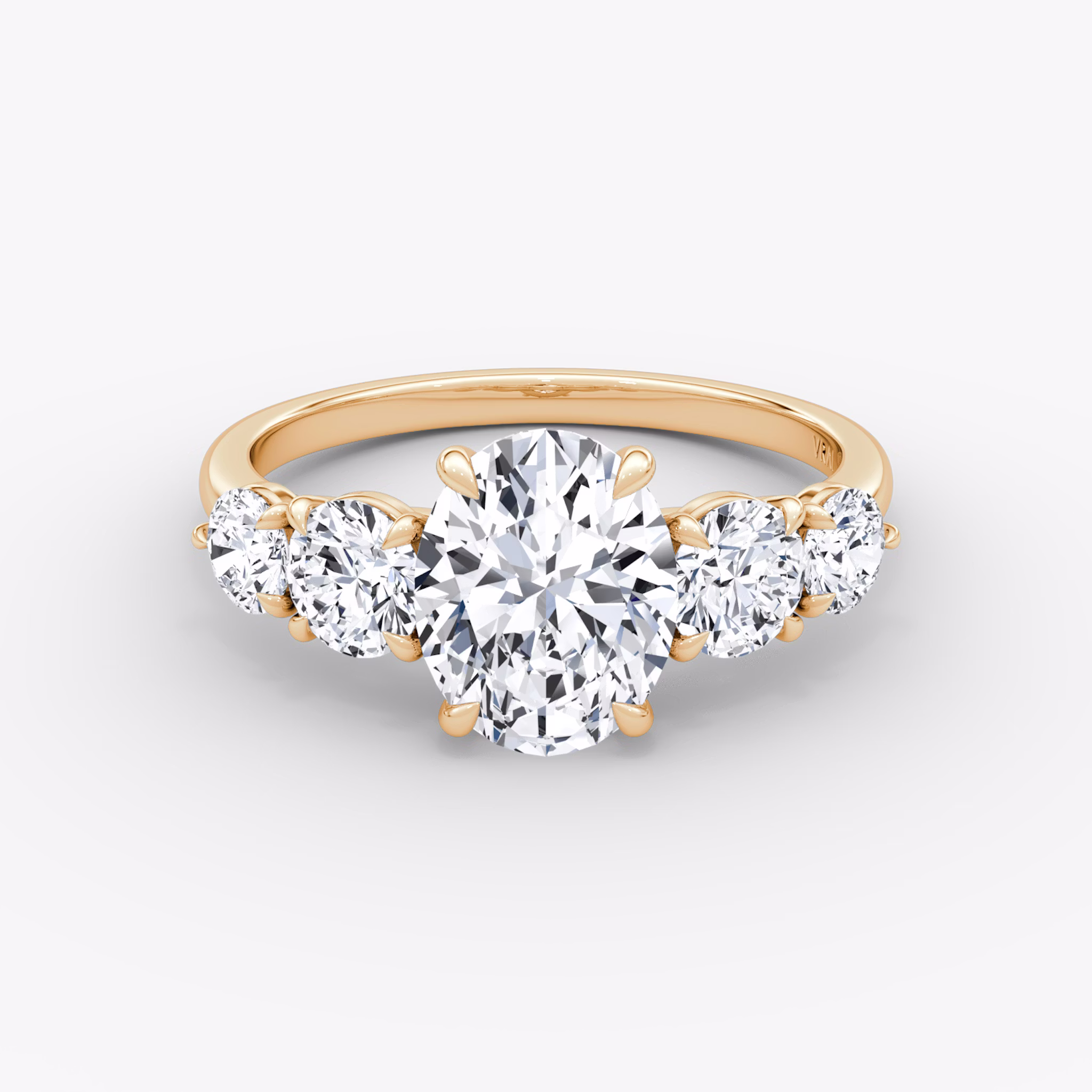 The Signature Five Stone | Oval | 14k | Rose Gold | bandAccent: Plain | diamondOrientation: vertical | caratWeight: other