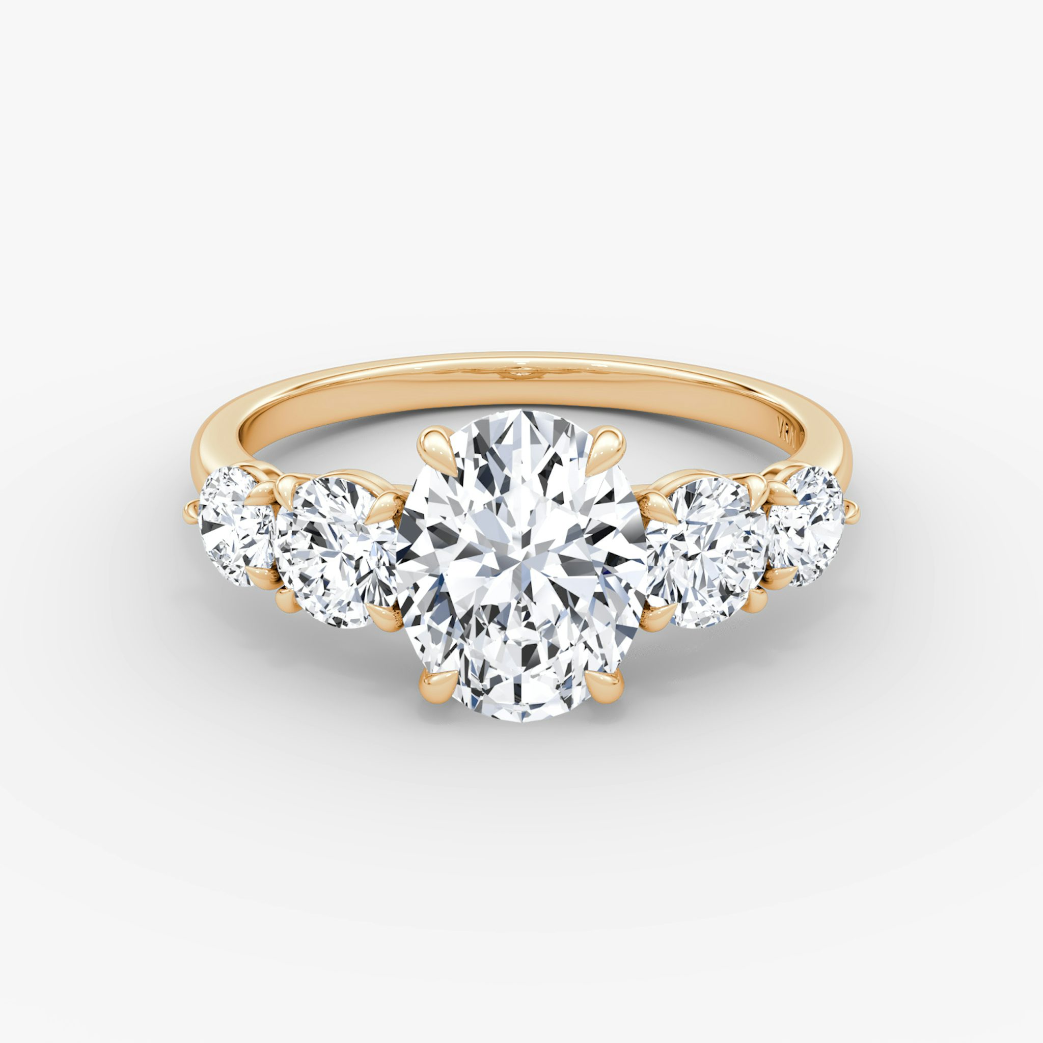 The Signature Five Stone | Oval | 14k | Rose Gold | bandAccent: Plain | diamondOrientation: vertical | caratWeight: other
