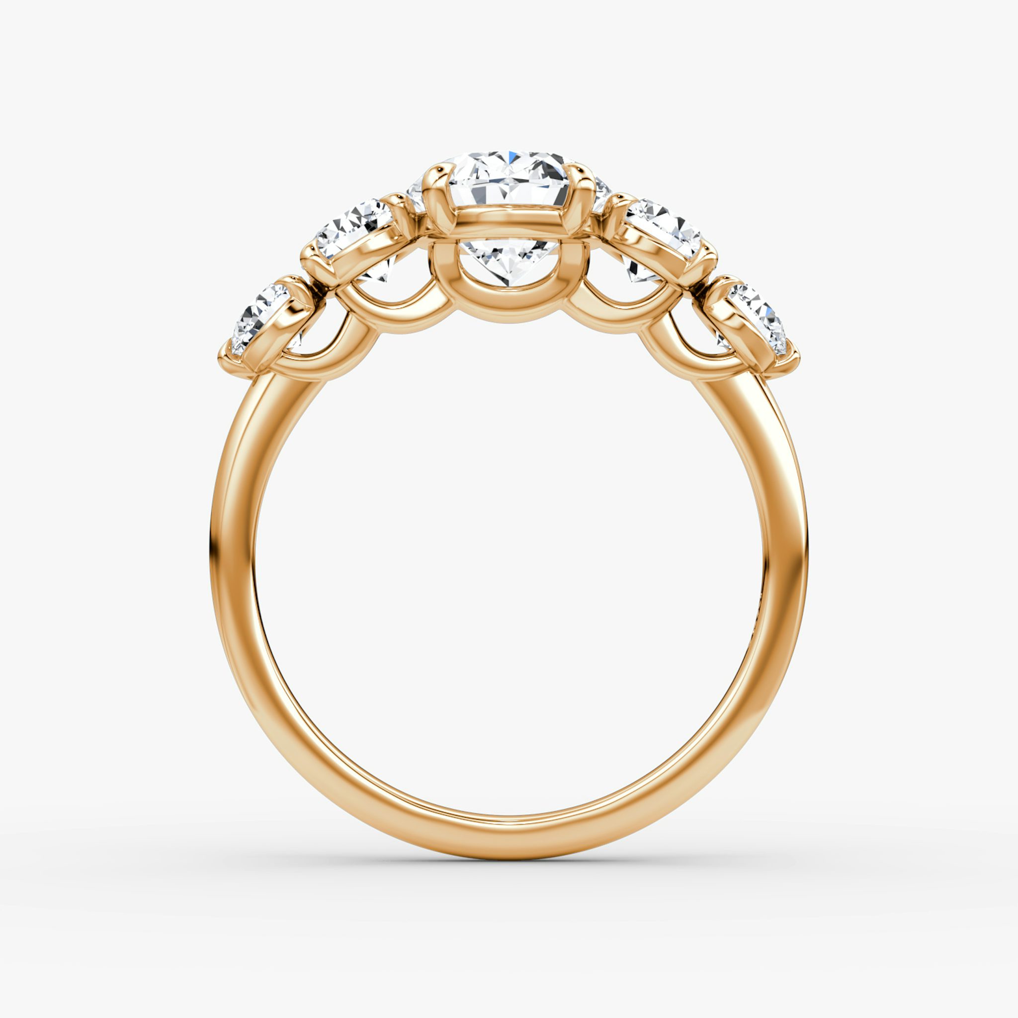 The Signature Five Stone | Oval | 14k | Rose Gold | bandAccent: Plain | diamondOrientation: vertical | caratWeight: other