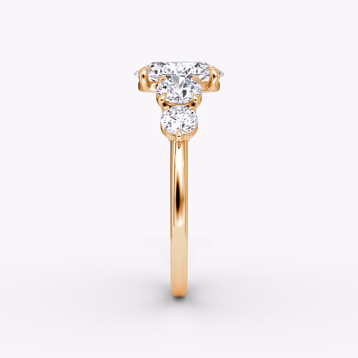 The Signature Five Stone | Oval | 14k | Rose Gold | bandAccent: Plain | diamondOrientation: vertical | caratWeight: other