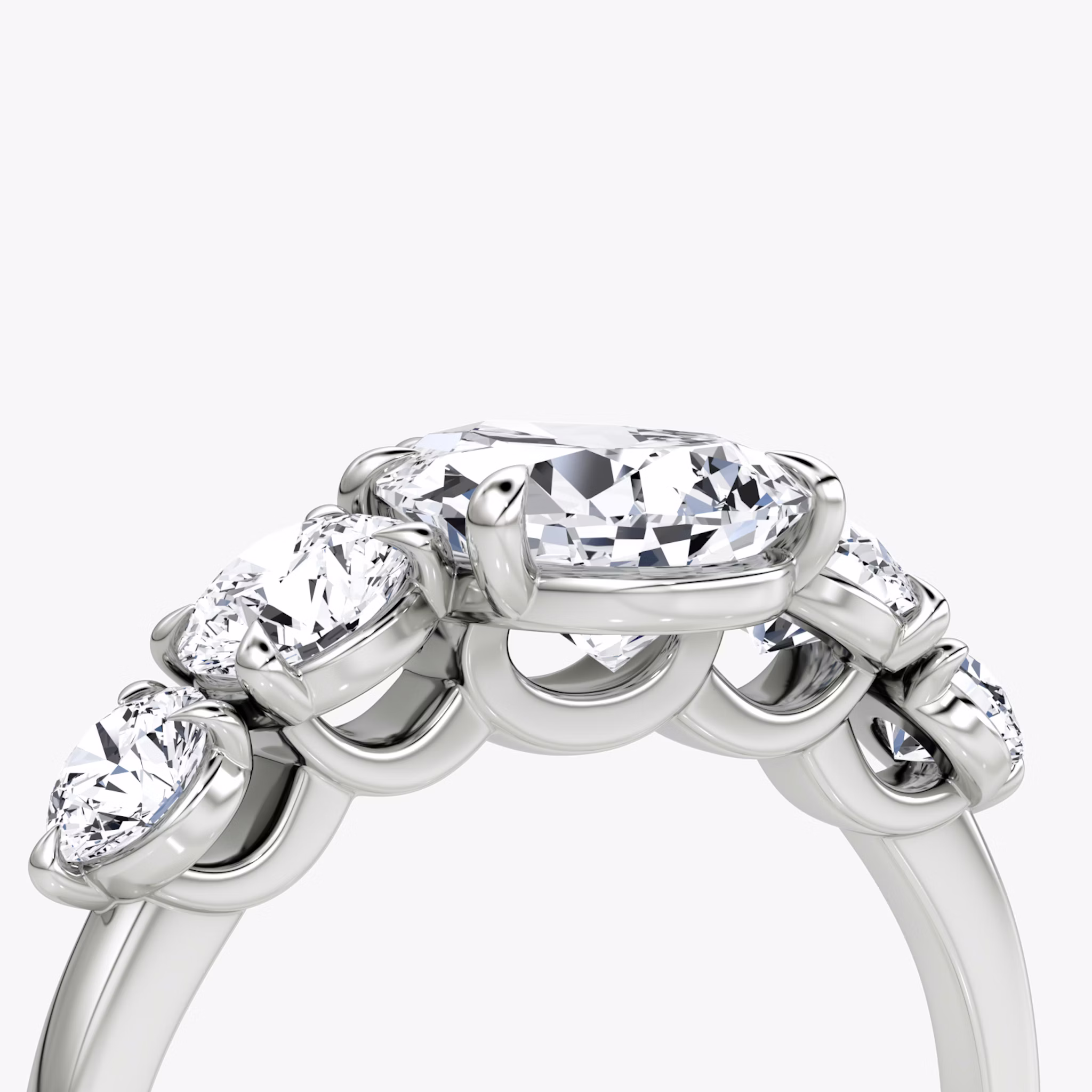 The Signature Five Stone | Pear | 18k | White Gold | bandAccent: Plain | diamondOrientation: vertical | caratWeight: other