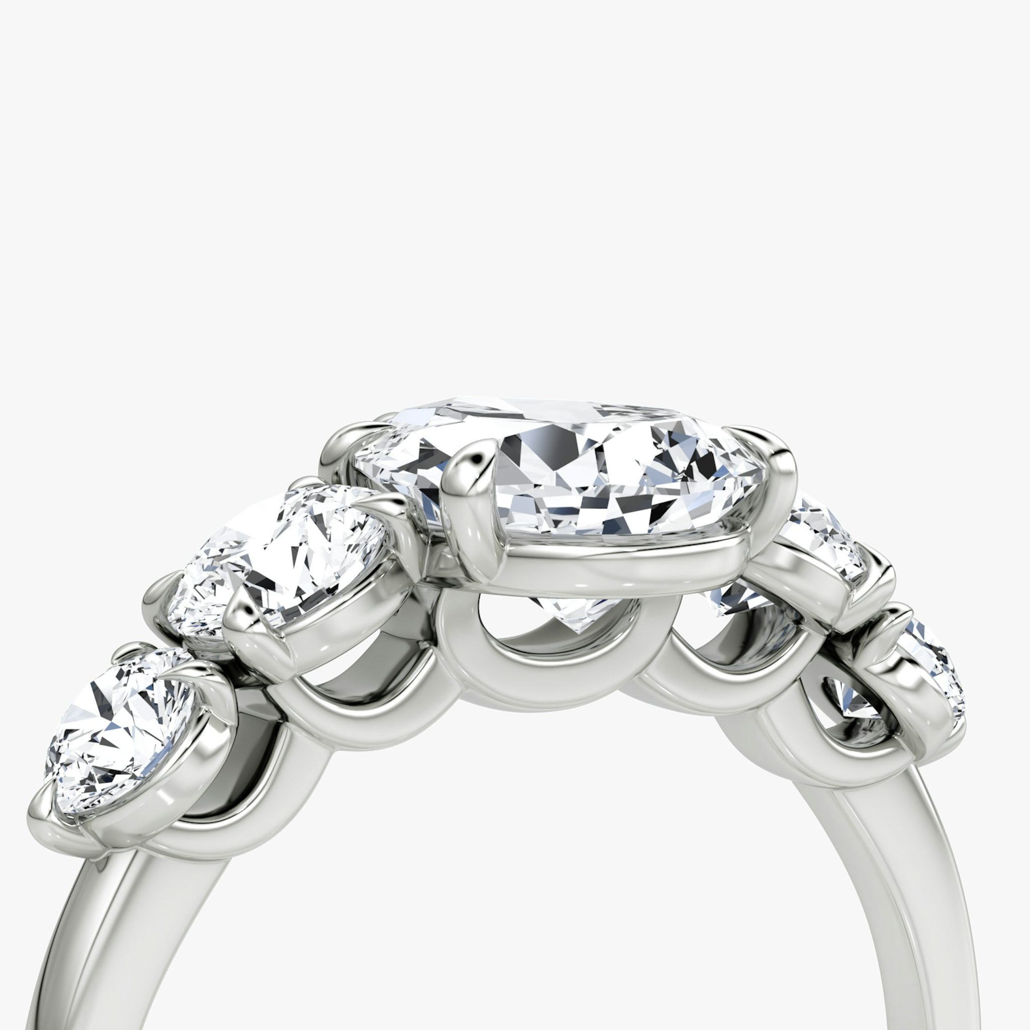 The Signature Five Stone | Pear | 18k | White Gold | bandAccent: Plain | diamondOrientation: vertical | caratWeight: other