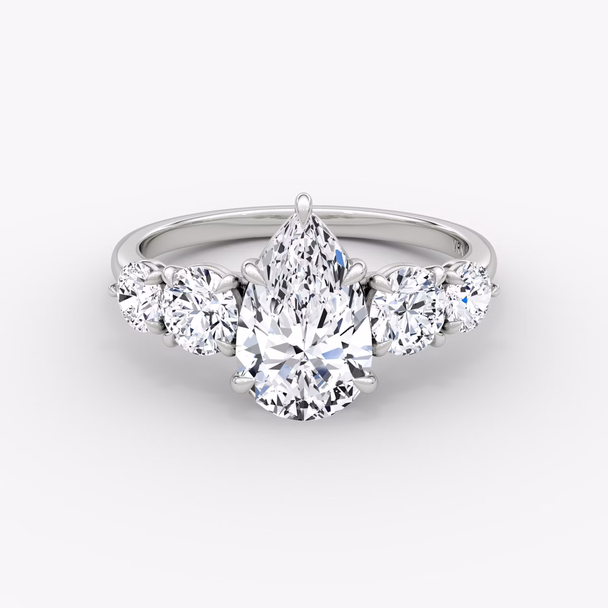 The Signature Five Stone | Pear | Platinum | bandAccent: Plain | diamondOrientation: vertical | caratWeight: other