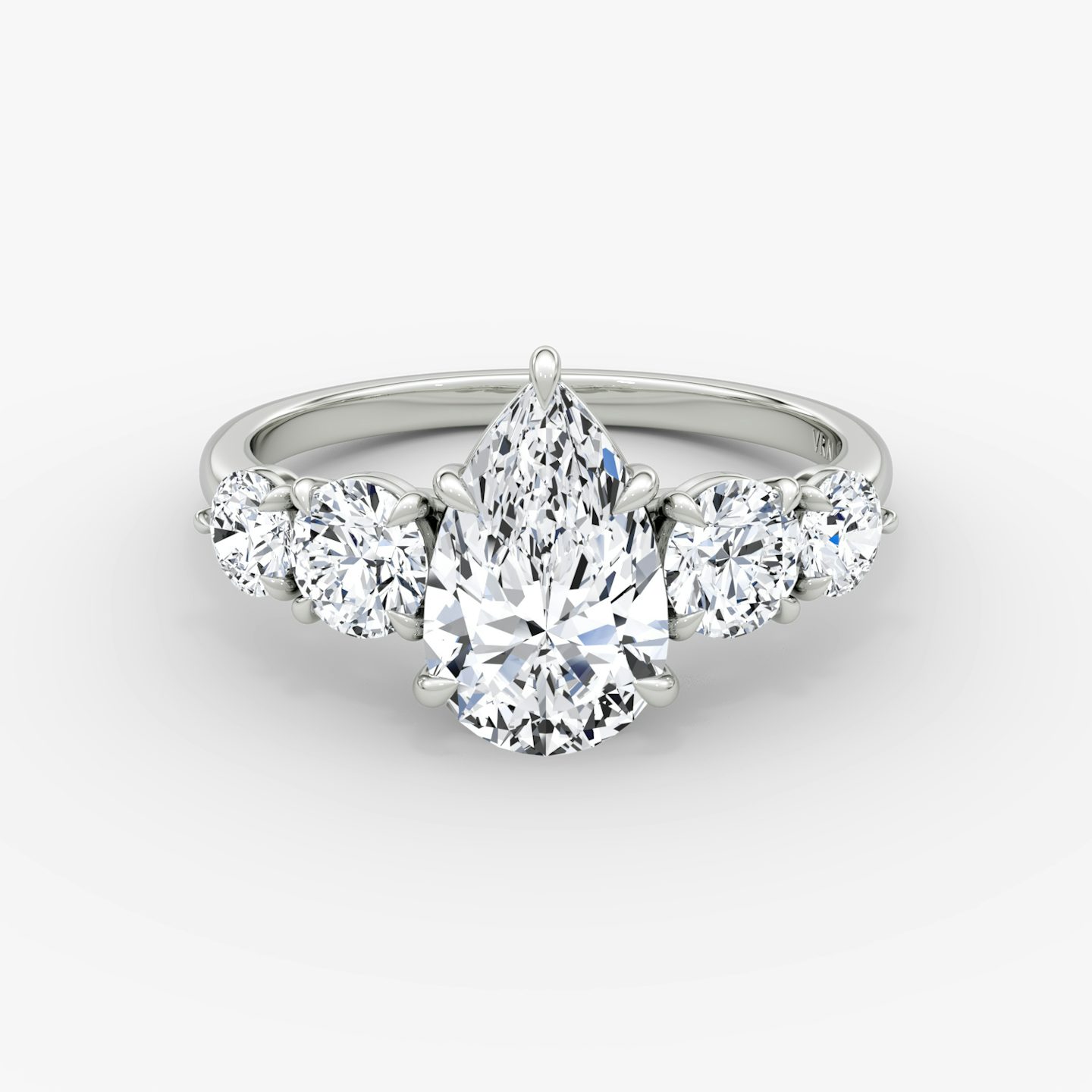 The Signature Five Stone | Pear | Platinum | bandAccent: Plain | diamondOrientation: vertical | caratWeight: other