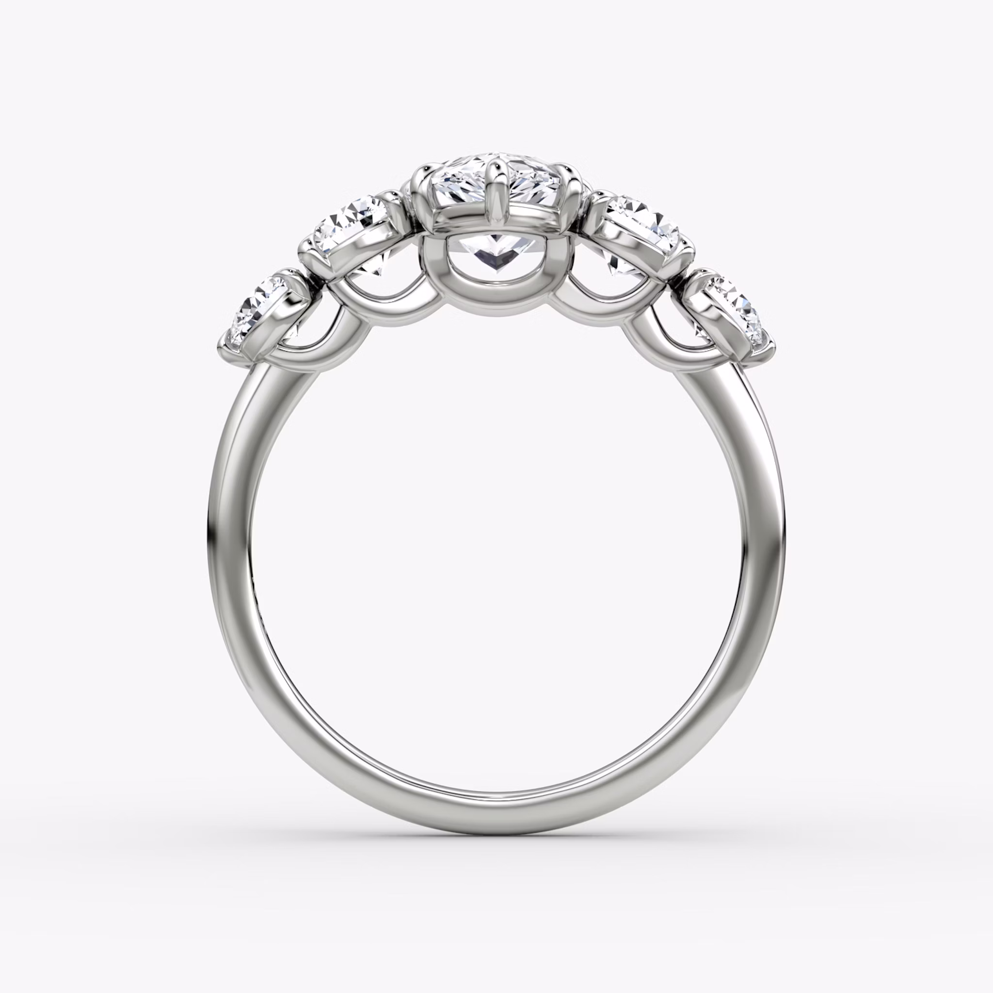 The Signature Five Stone | Pear | 18k | White Gold | bandAccent: Plain | diamondOrientation: vertical | caratWeight: other